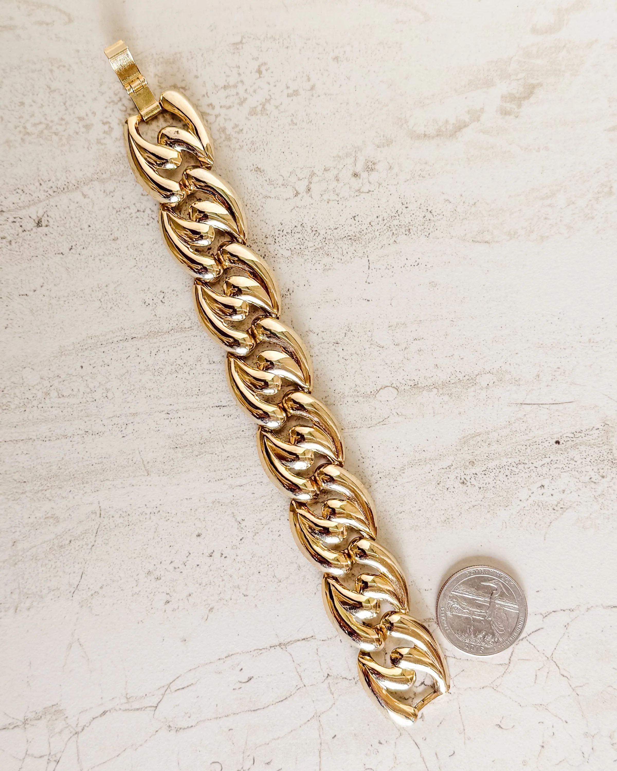 Vintage Gold Tone Chunky Link Statement Bracelet sold by Care Tucker product image thumbnail 2
