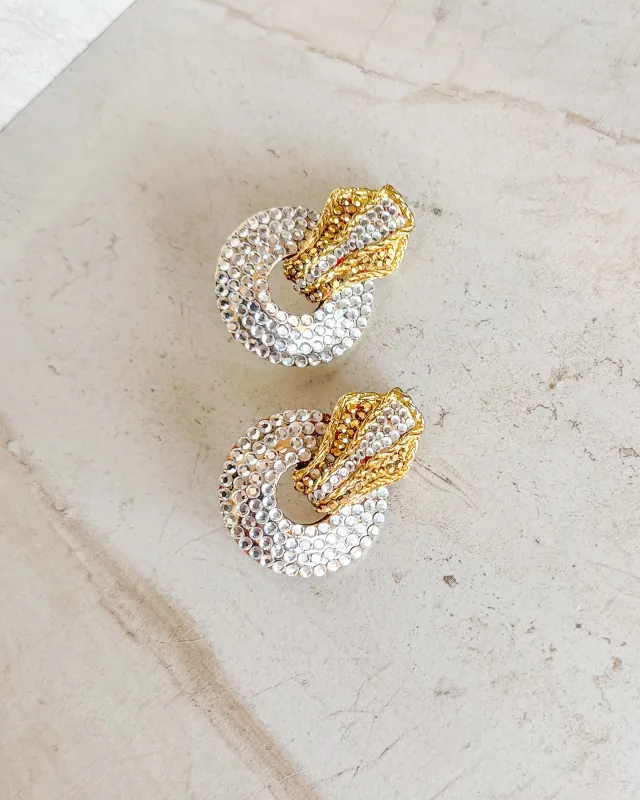 Vintage Signed Silver & Gold Rhinestone Clip On Earrings sold by Care Tucker