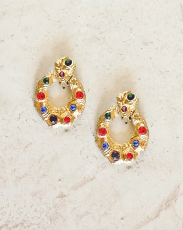 Vintage Gemstone Oval Clip Earrings sold by Care Tucker