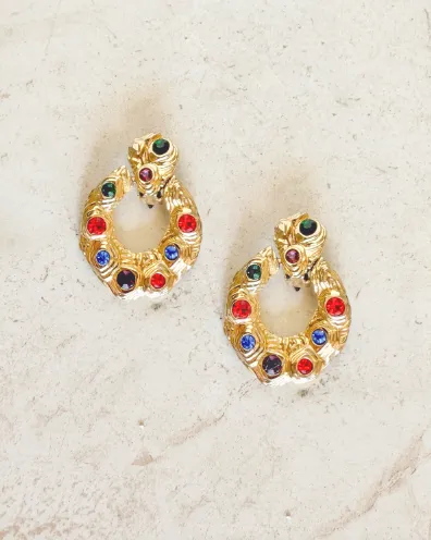 Vintage Gemstone Oval Clip Earrings sold by Care Tucker