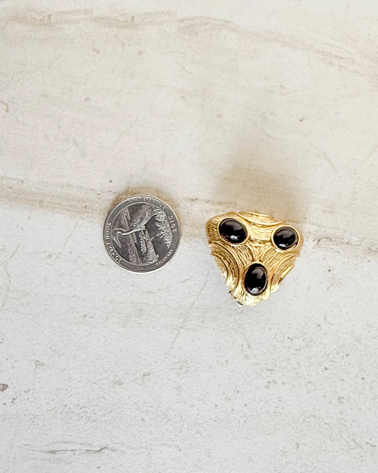 Vintage Gold Tone Onyx Clip-On Earrings sold by Care Tucker product image thumbnail 3