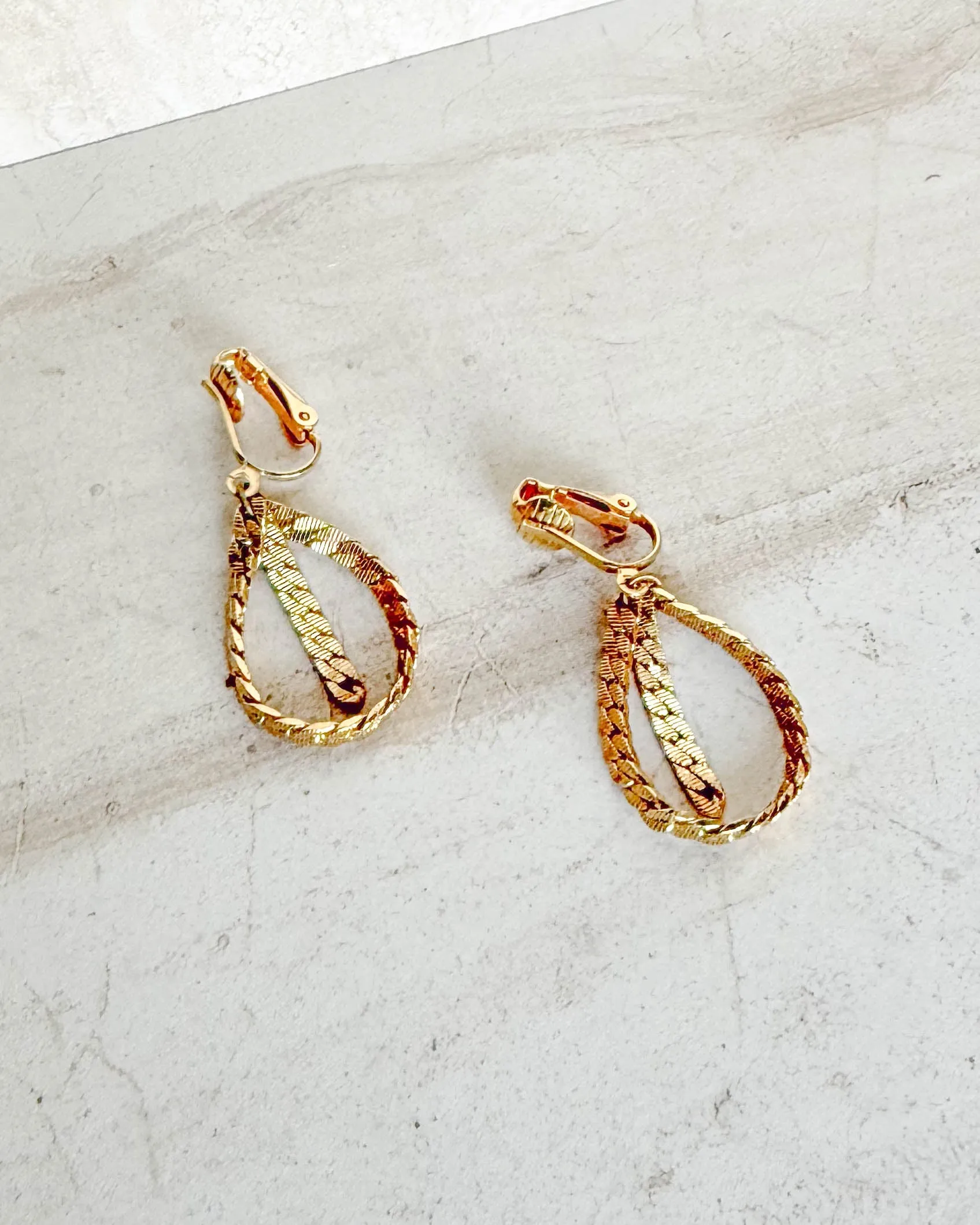 Vintage Golden Signed Clip-On "S" Chain Earrings sold by Care Tucker product image thumbnail 2
