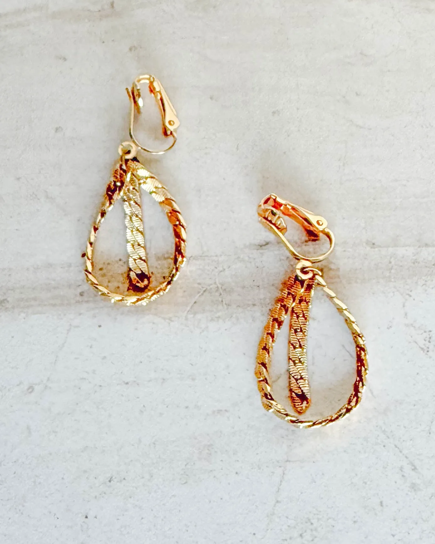 Vintage Golden Signed Clip-On "S" Chain Earrings sold by Care Tucker
