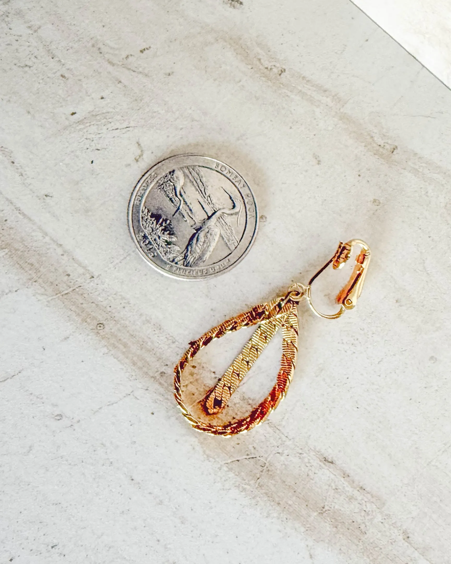 Vintage Golden Signed Clip-On "S" Chain Earrings sold by Care Tucker product image thumbnail 3