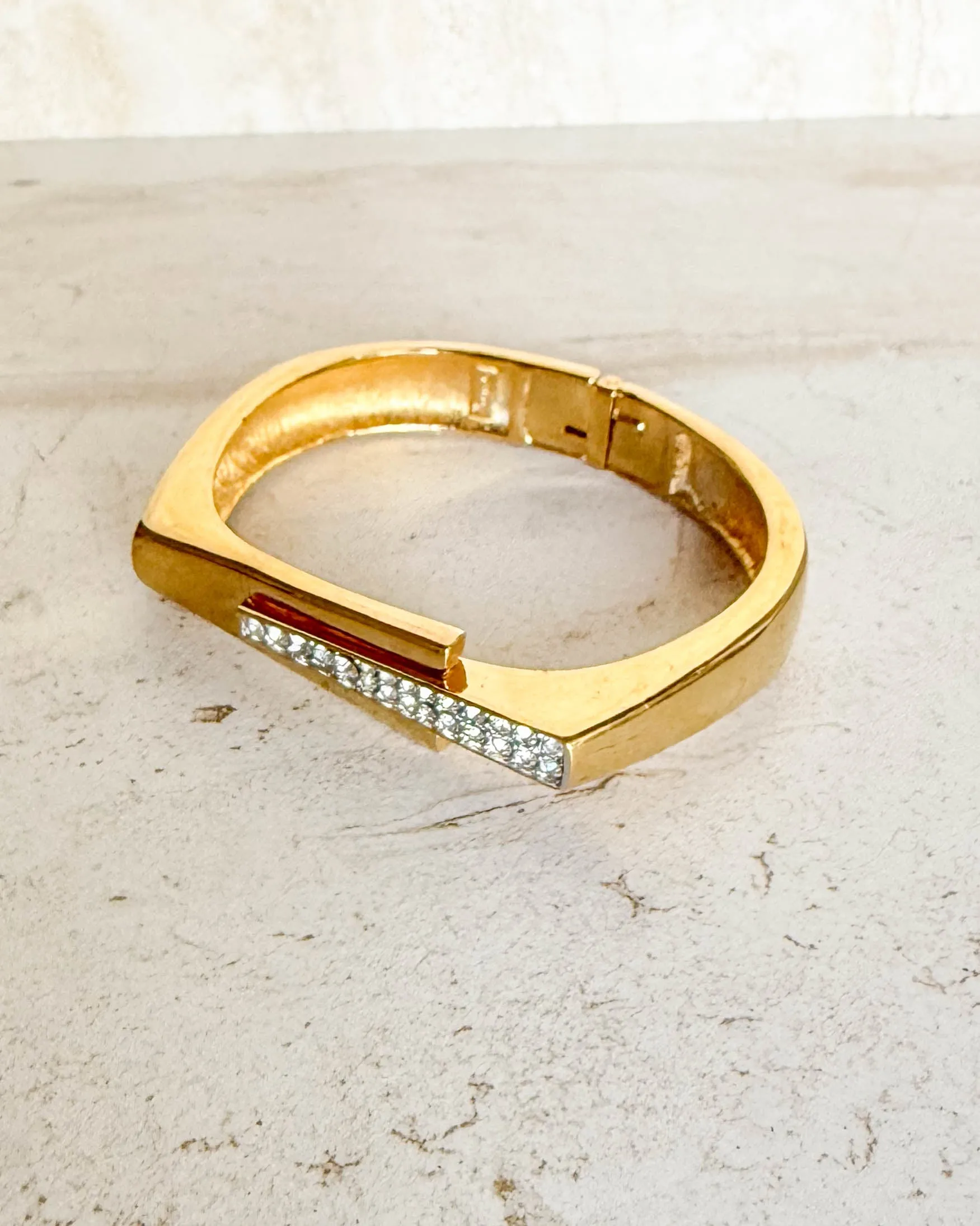 Vintage Signed Gold and Diamante Square Bracelet sold by Care Tucker product image thumbnail 2