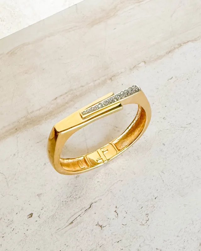 Vintage Signed Gold and Diamante Square Bracelet sold by Care Tucker