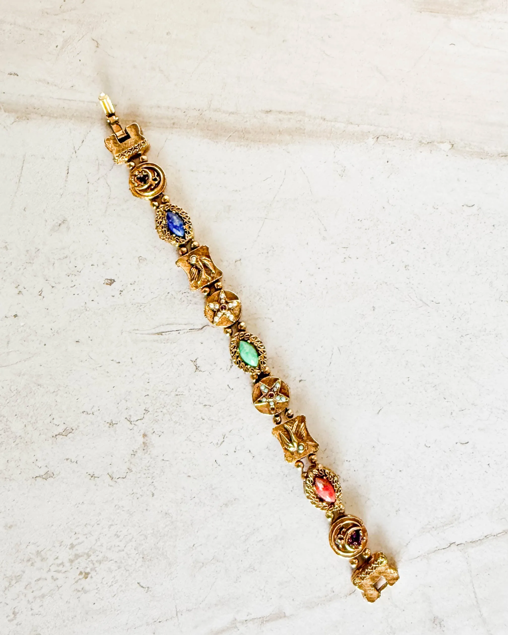 Vintage Victorian Revival Slider Charm Bracelet sold by Care Tucker