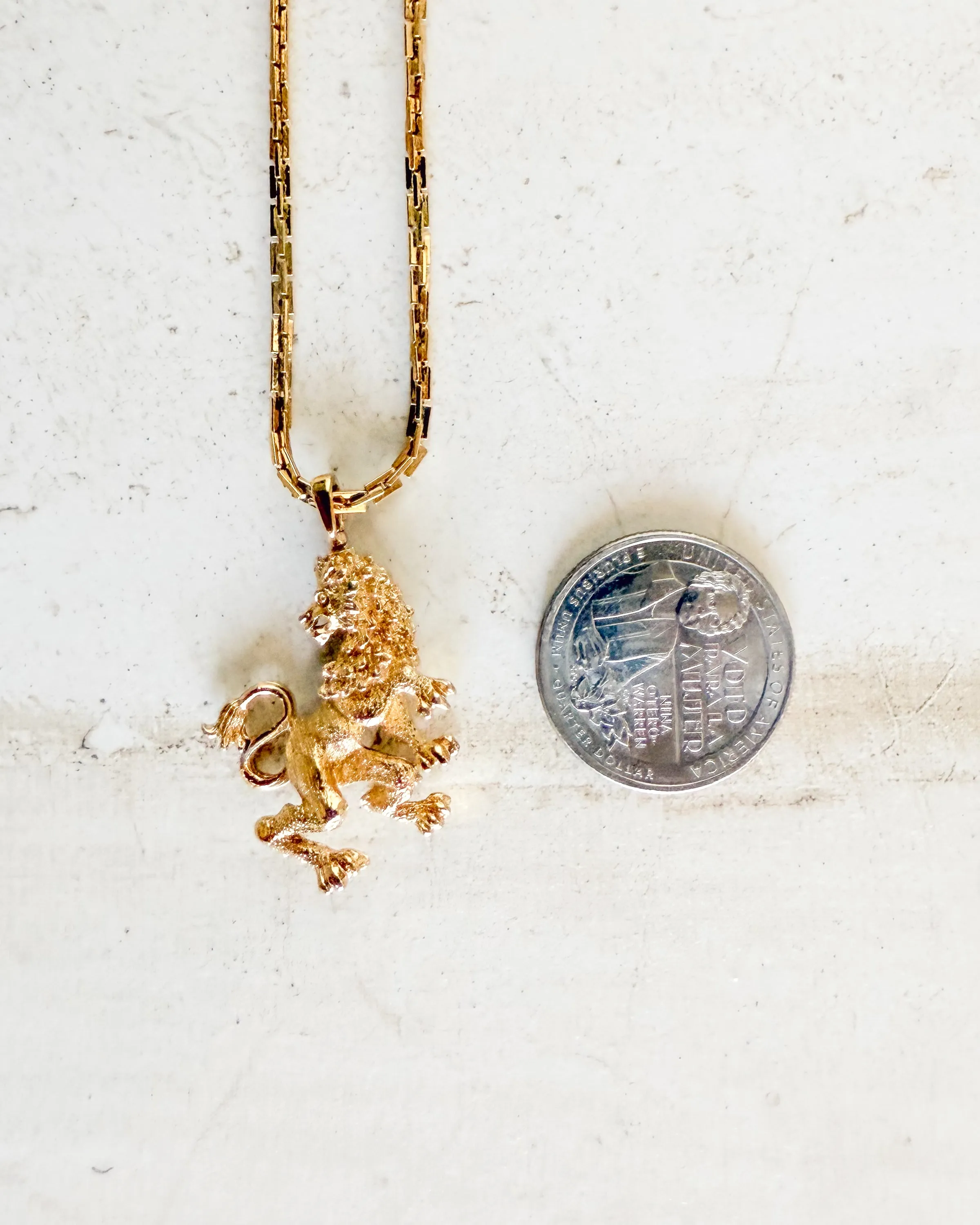 Vintage Gold Tone Lion Pendant Necklace sold by Care Tucker product image thumbnail 2