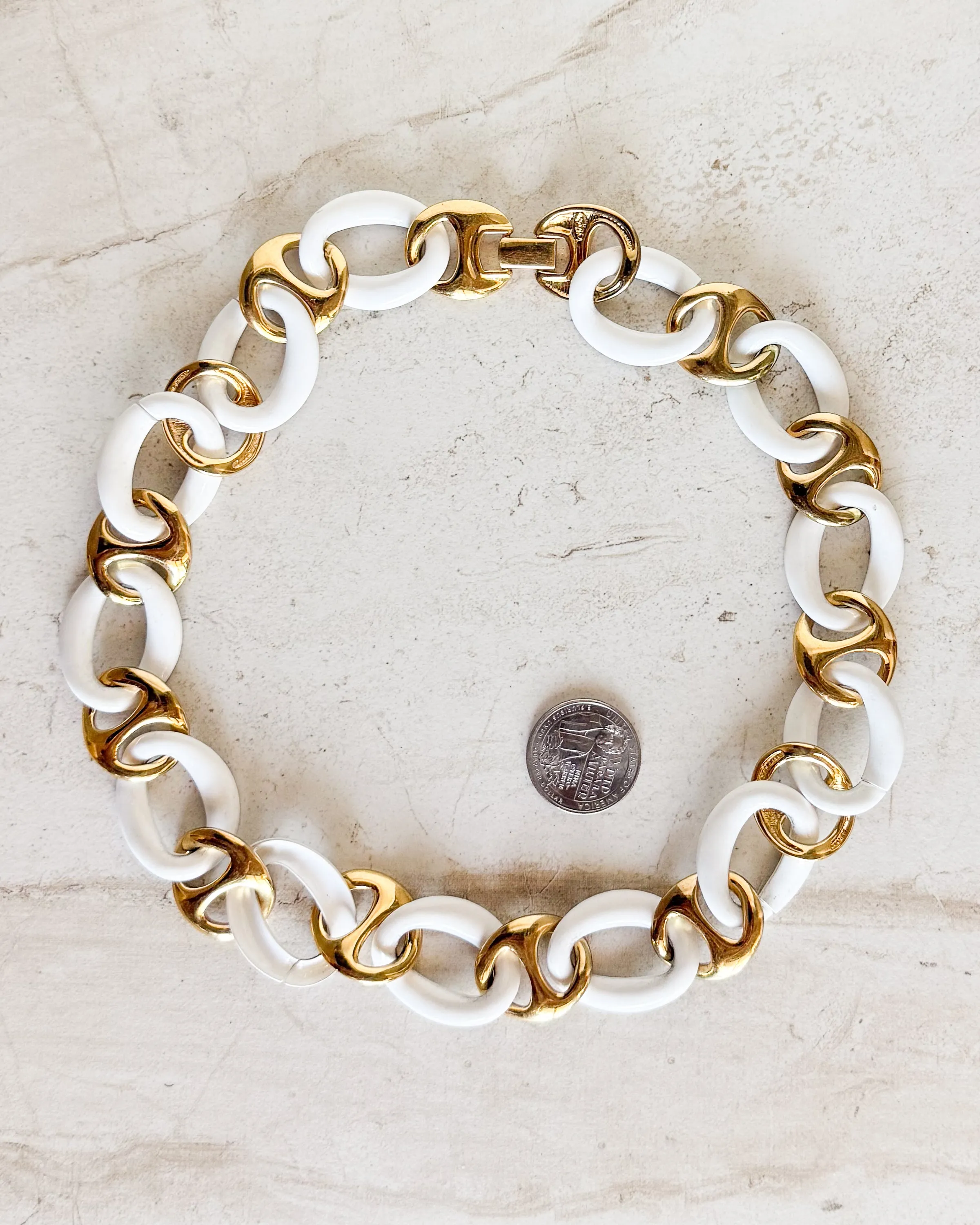 Vintage Signed White Enamel Necklace sold by Care Tucker product image thumbnail 2