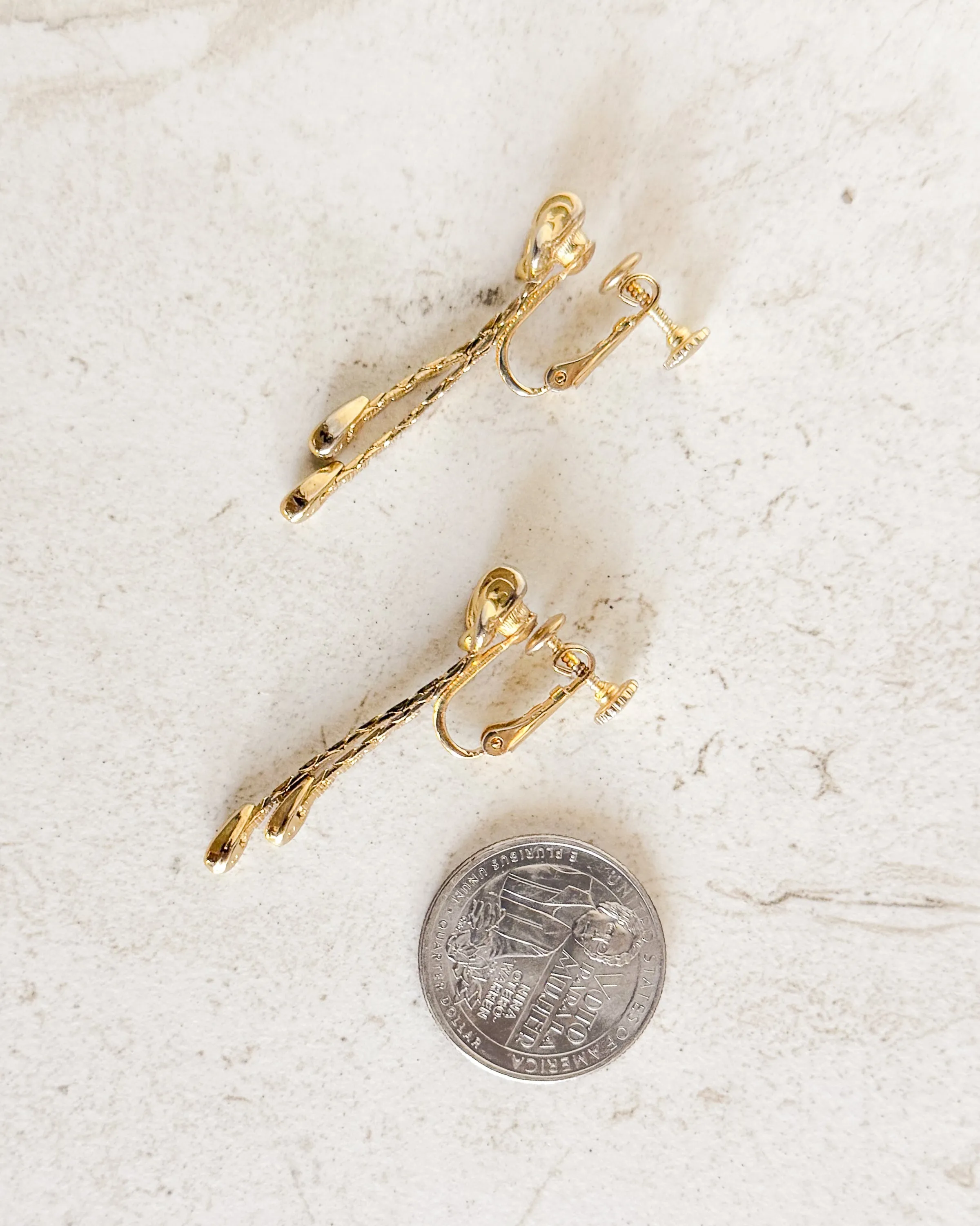 VIntage Gold Dangle Screw Clip on Earrings sold by Care Tucker product image thumbnail 3