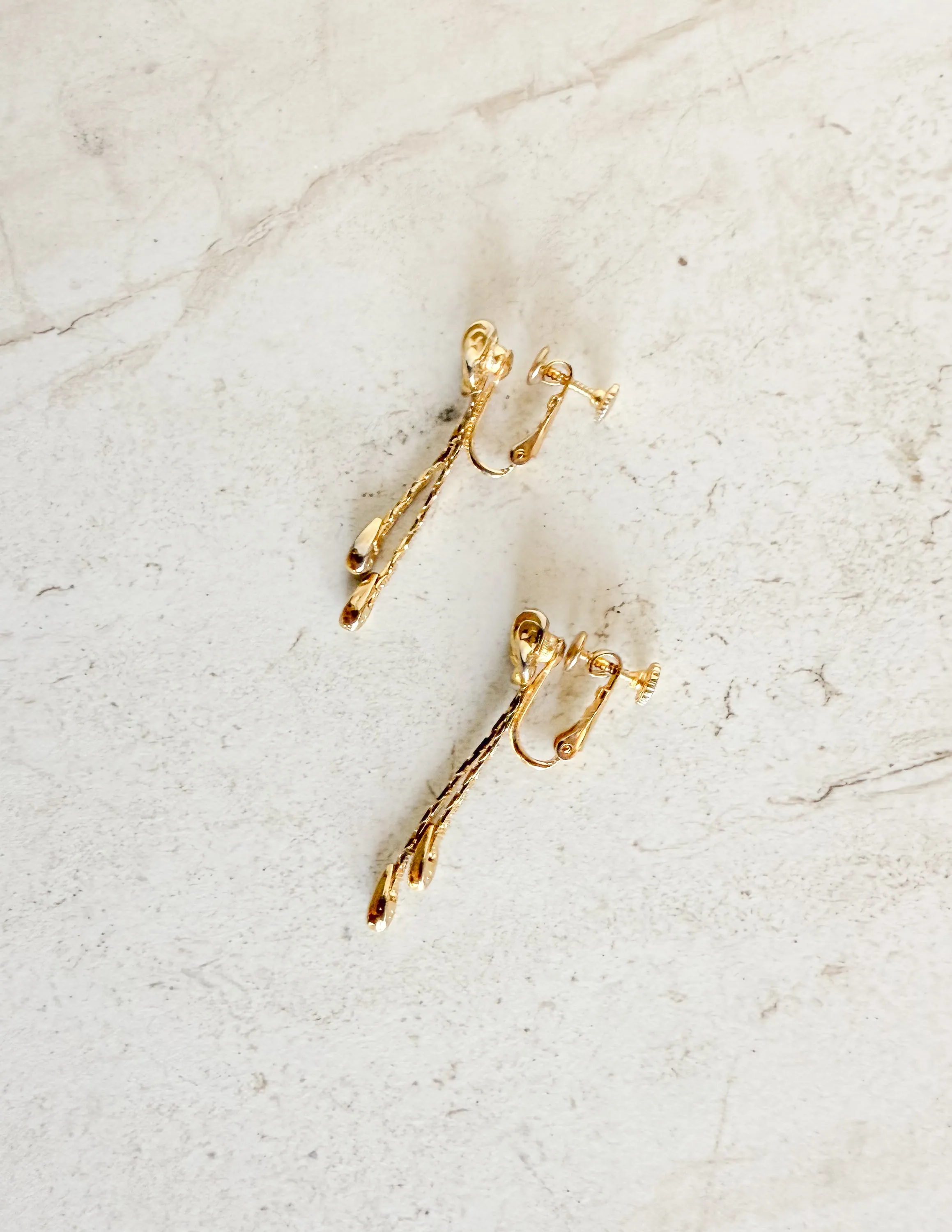 VIntage Gold Dangle Screw Clip on Earrings sold by Care Tucker product image thumbnail 2