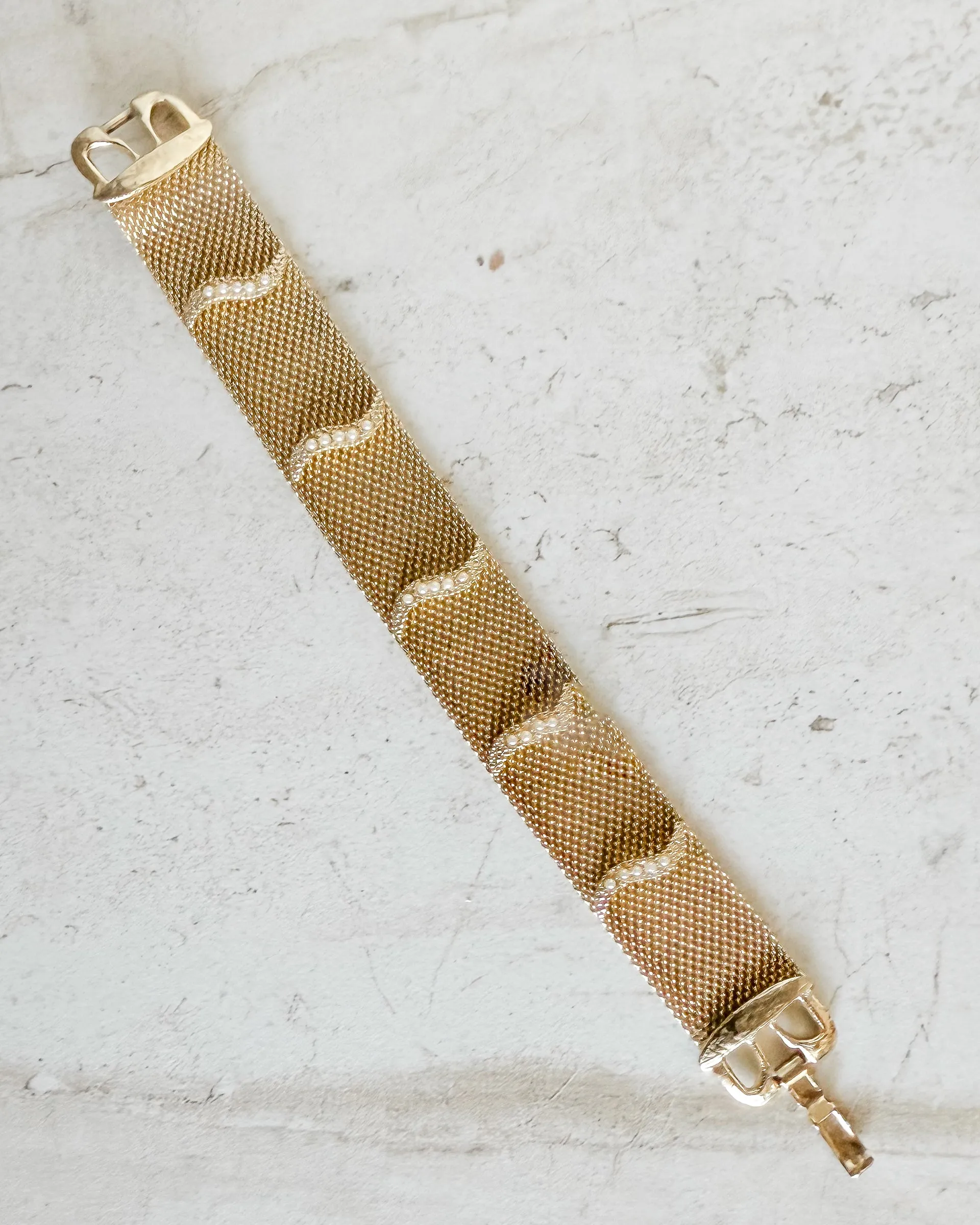 Vintage Goldette Woven Chain Bracelet sold by Care Tucker