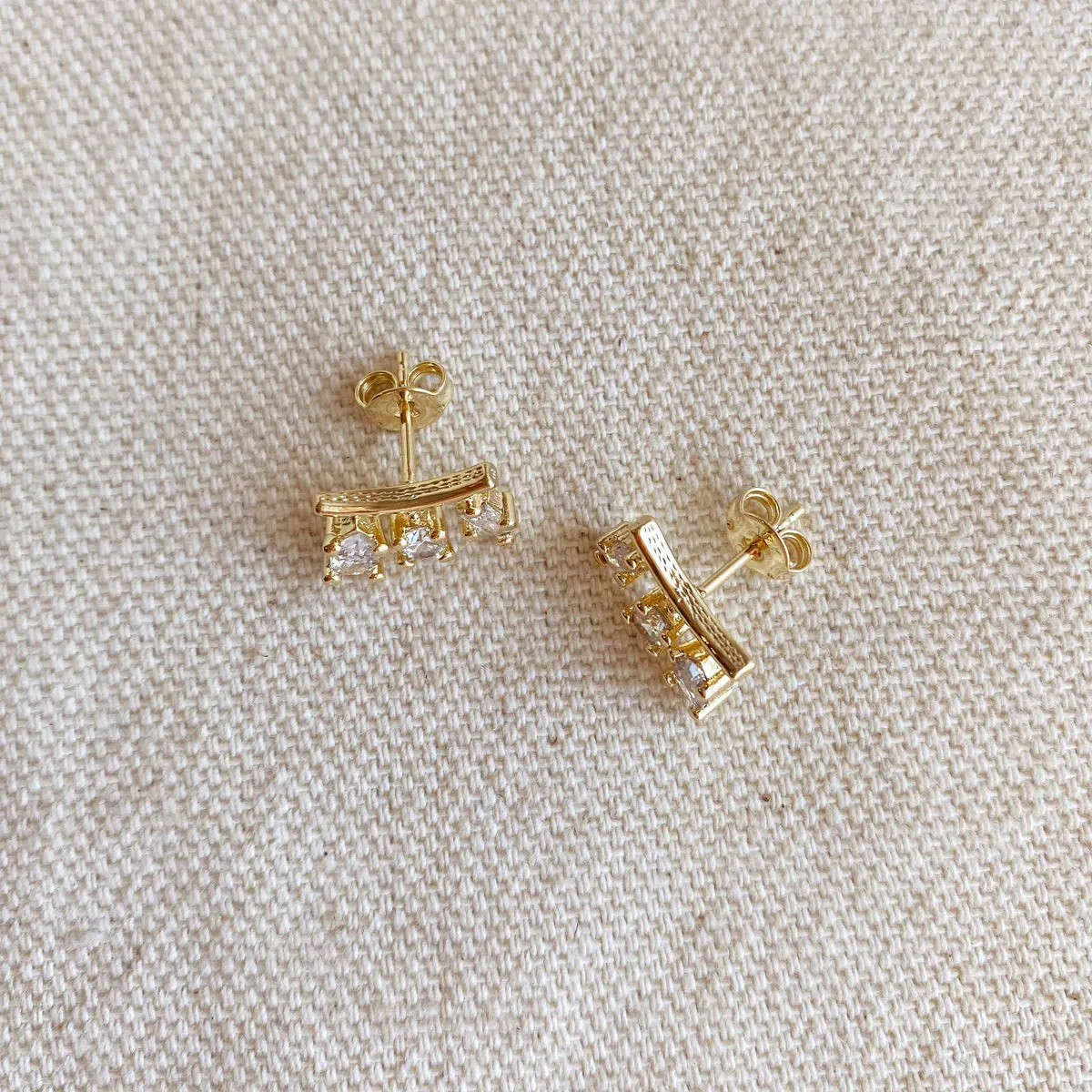 18k Gold Filled Clear Cubic Zirconia 3-Shapes Stud Earrings sold by Care Tucker product image thumbnail 3