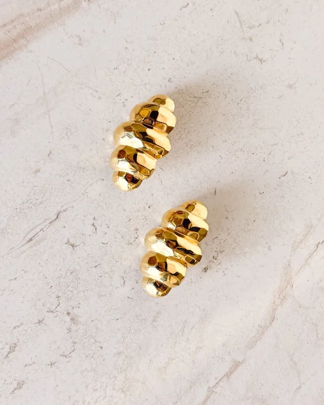 VIntage Big Bold Bevel Gold Tone Shell clip on earrings sold by Care Tucker