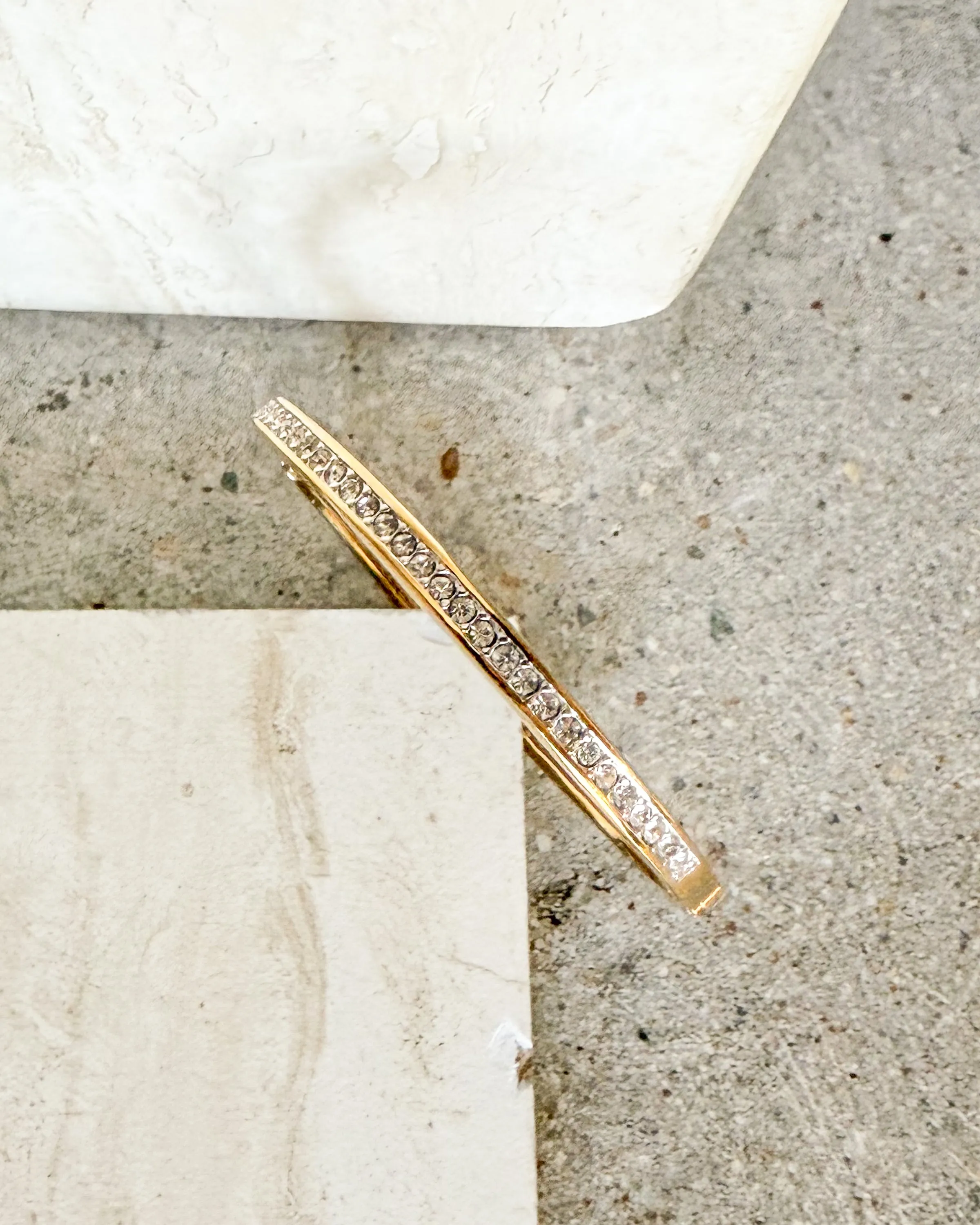 Vintage Signed Gold plated Steel And Shiny Stones Bangle Bracelet sold by Care Tucker product image thumbnail 2