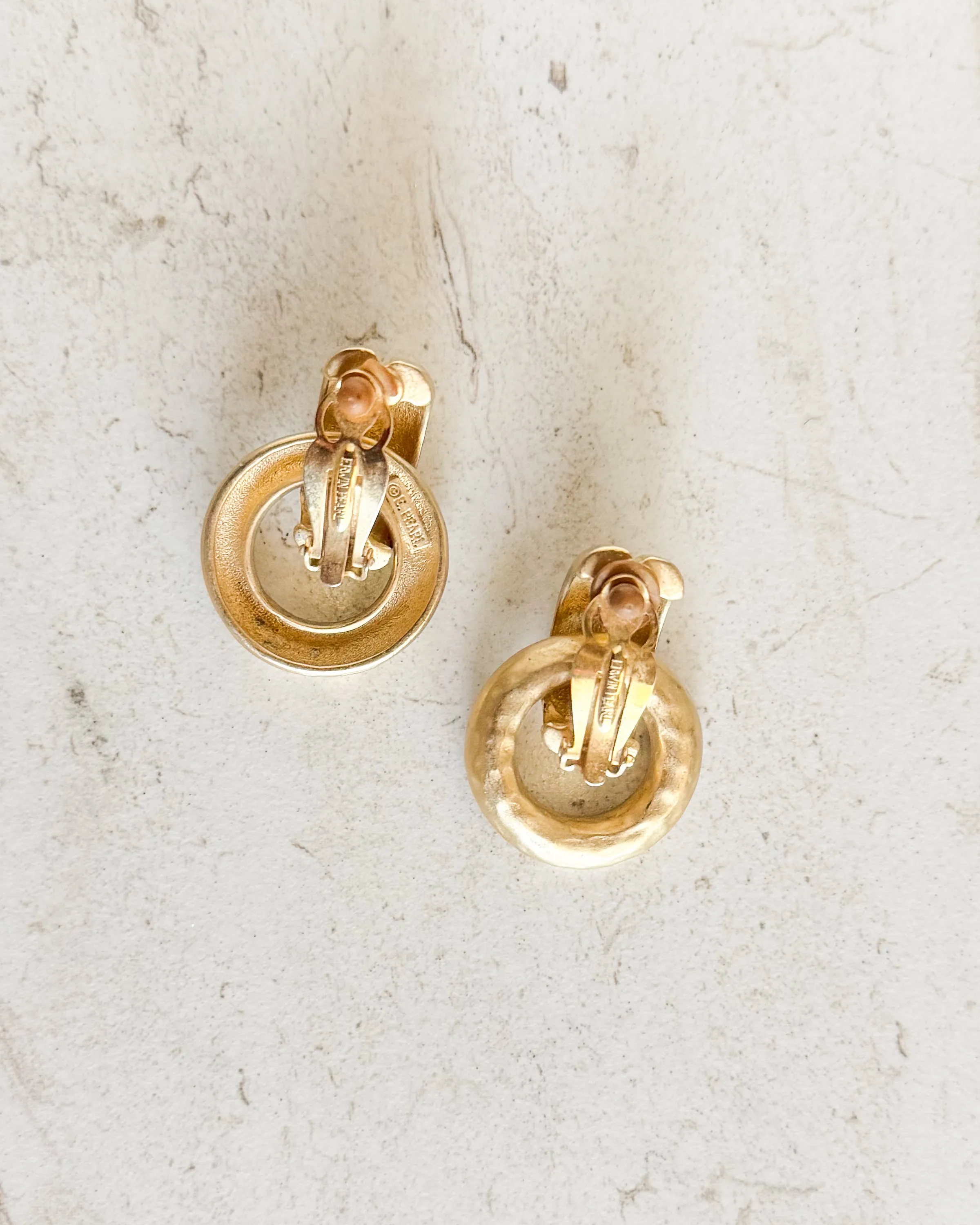 Vintage round hammered clip-on hoops sold by Care Tucker product image thumbnail 2