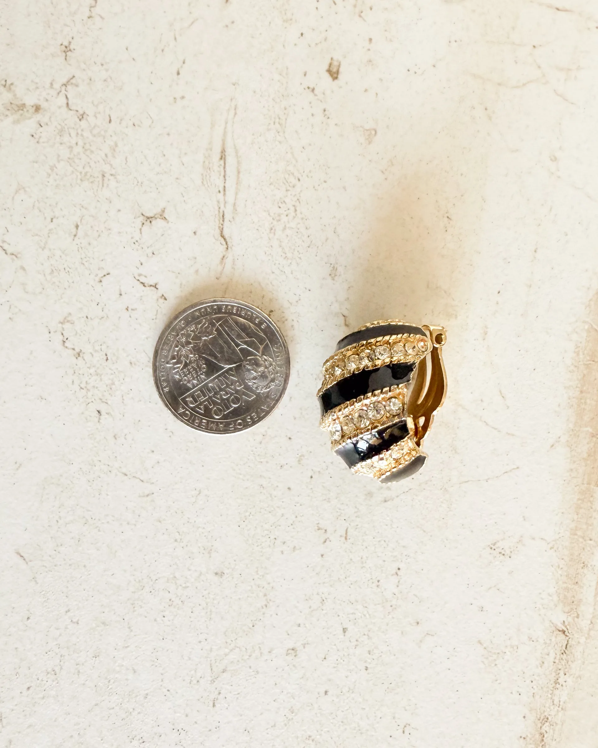 Vintage Designer gold enamel crystal clip on earrings sold by Care Tucker product image thumbnail 3