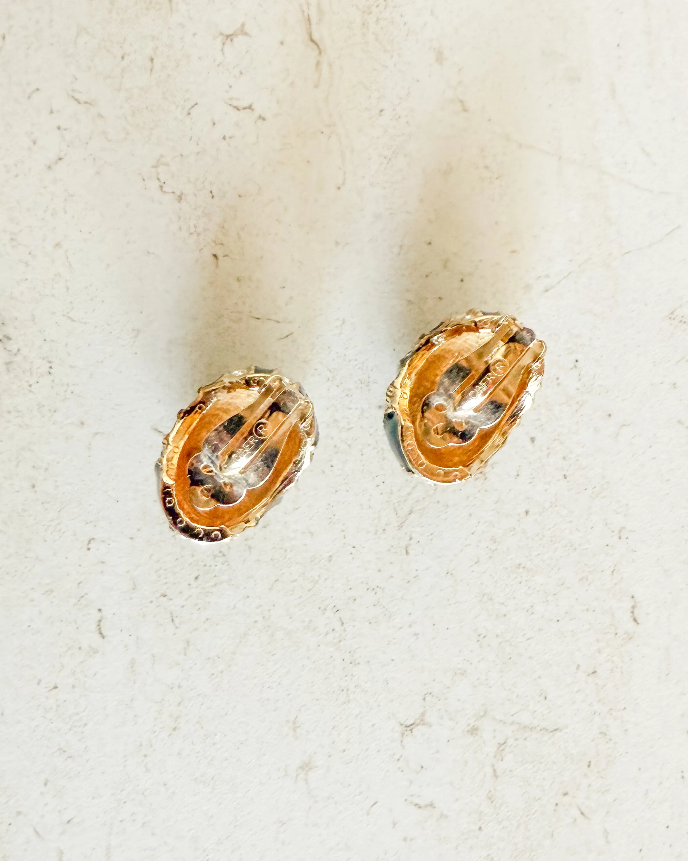 Vintage Designer gold enamel crystal clip on earrings sold by Care Tucker product image thumbnail 2