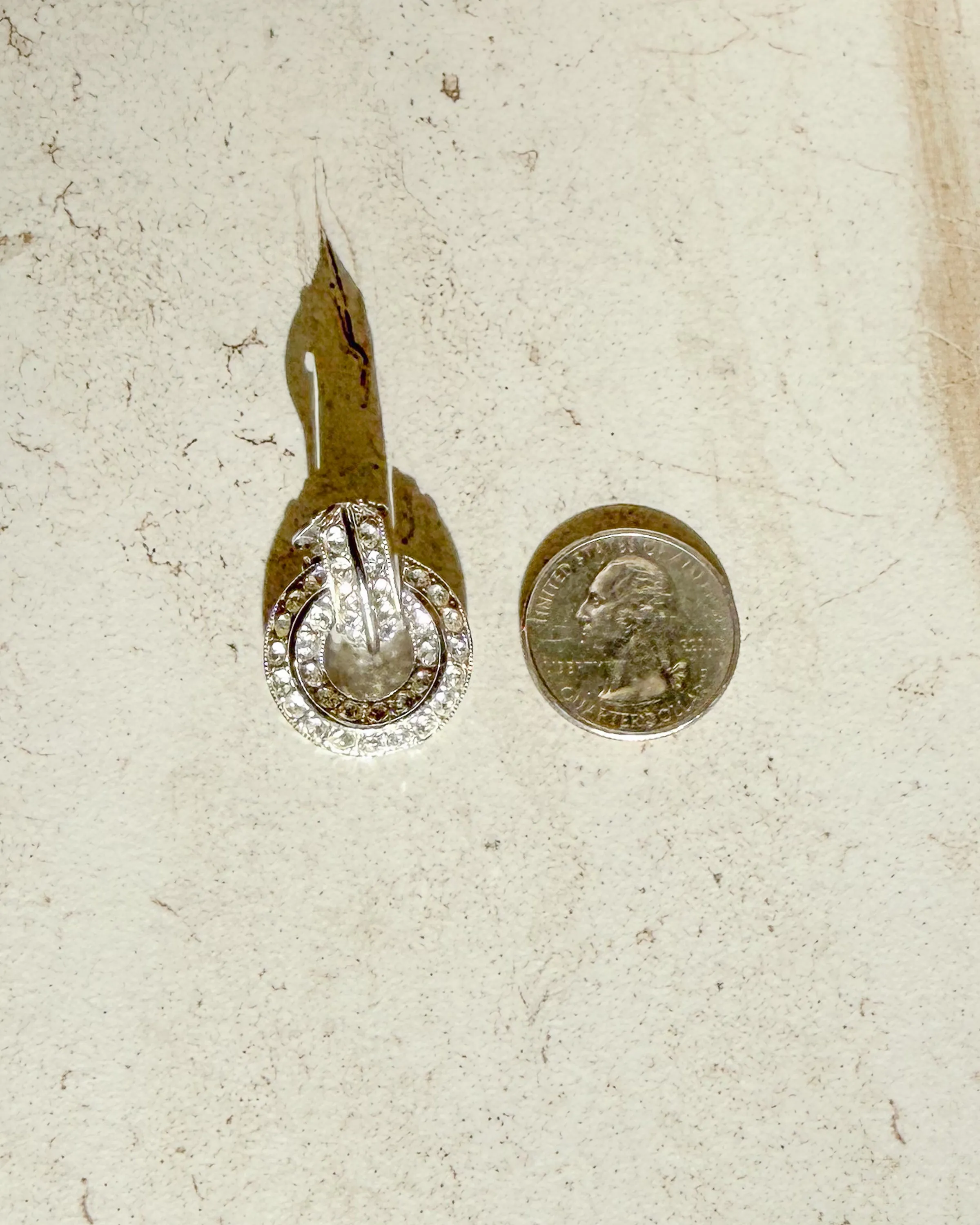 Vintage Circle Crystal Clear SILVERTONE Clip Earrings sold by Care Tucker product image thumbnail 3