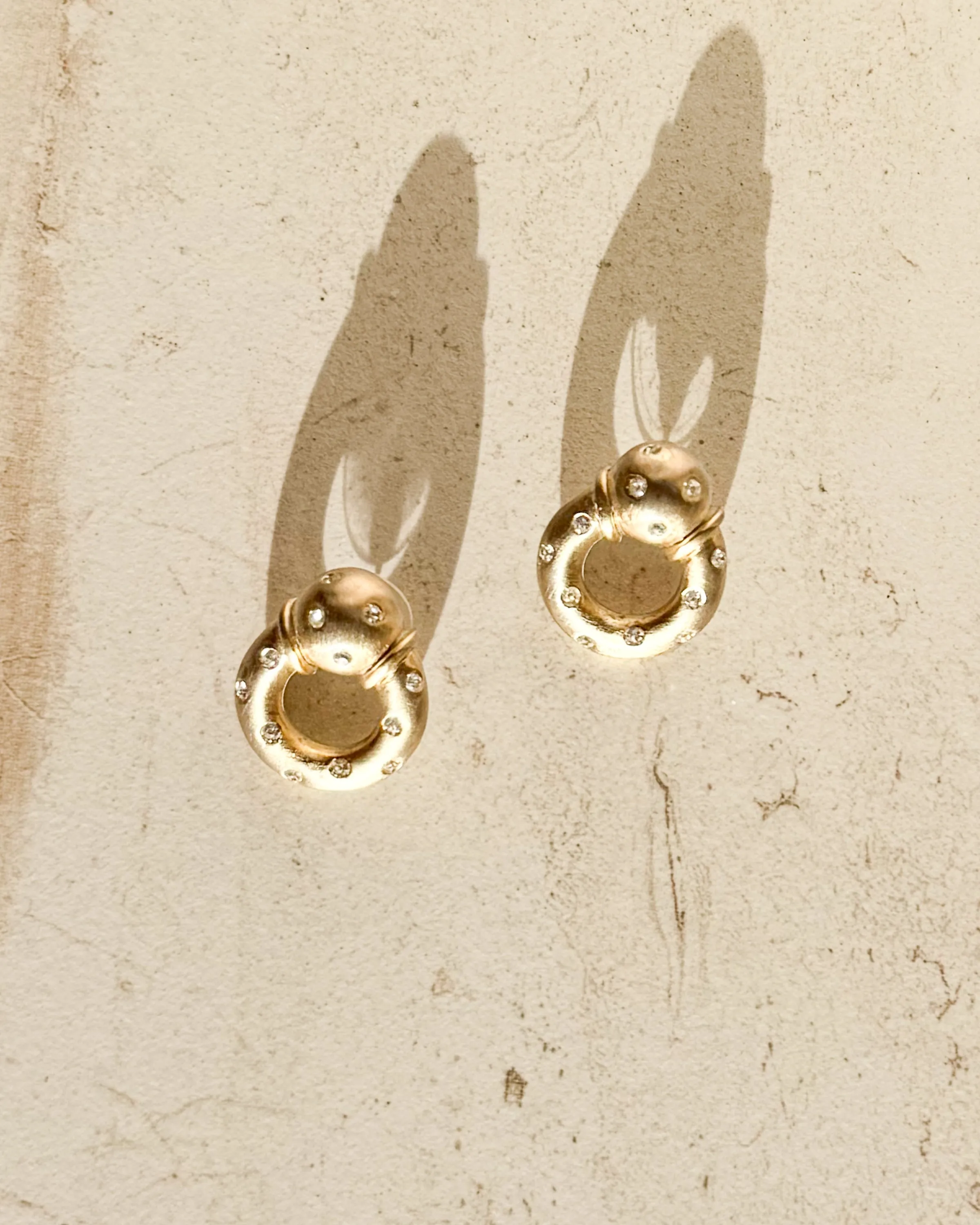Vintage Signed Clear Crystals Gold Pierced Earrings sold by Care Tucker