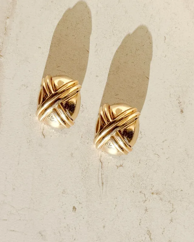 Vintage oversized Chunky Clip On Statement Signed Earrings sold by Care Tucker