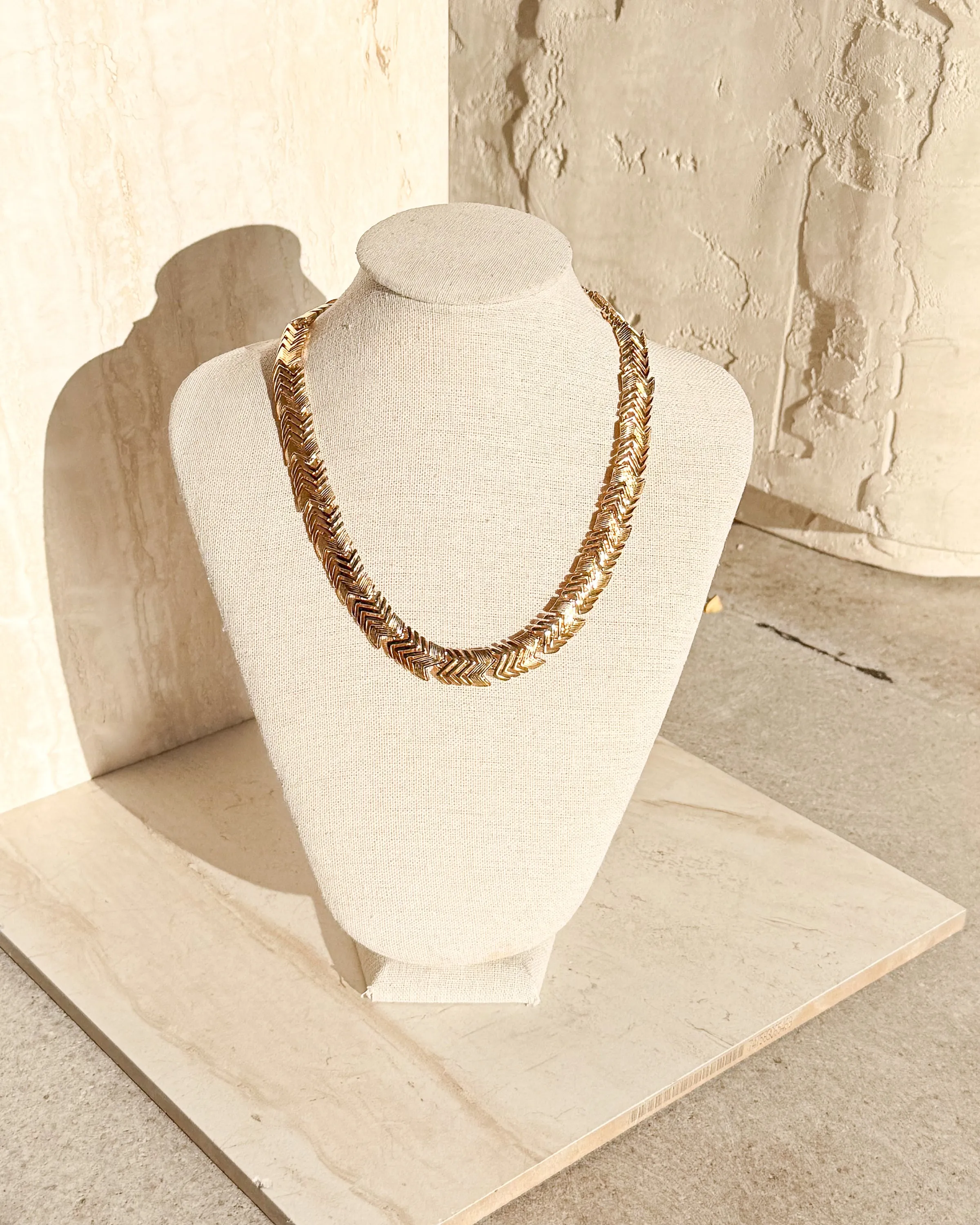 Vintage Signed 1980's Gold Modern Statement Collar Necklace sold by Care Tucker product image thumbnail 2