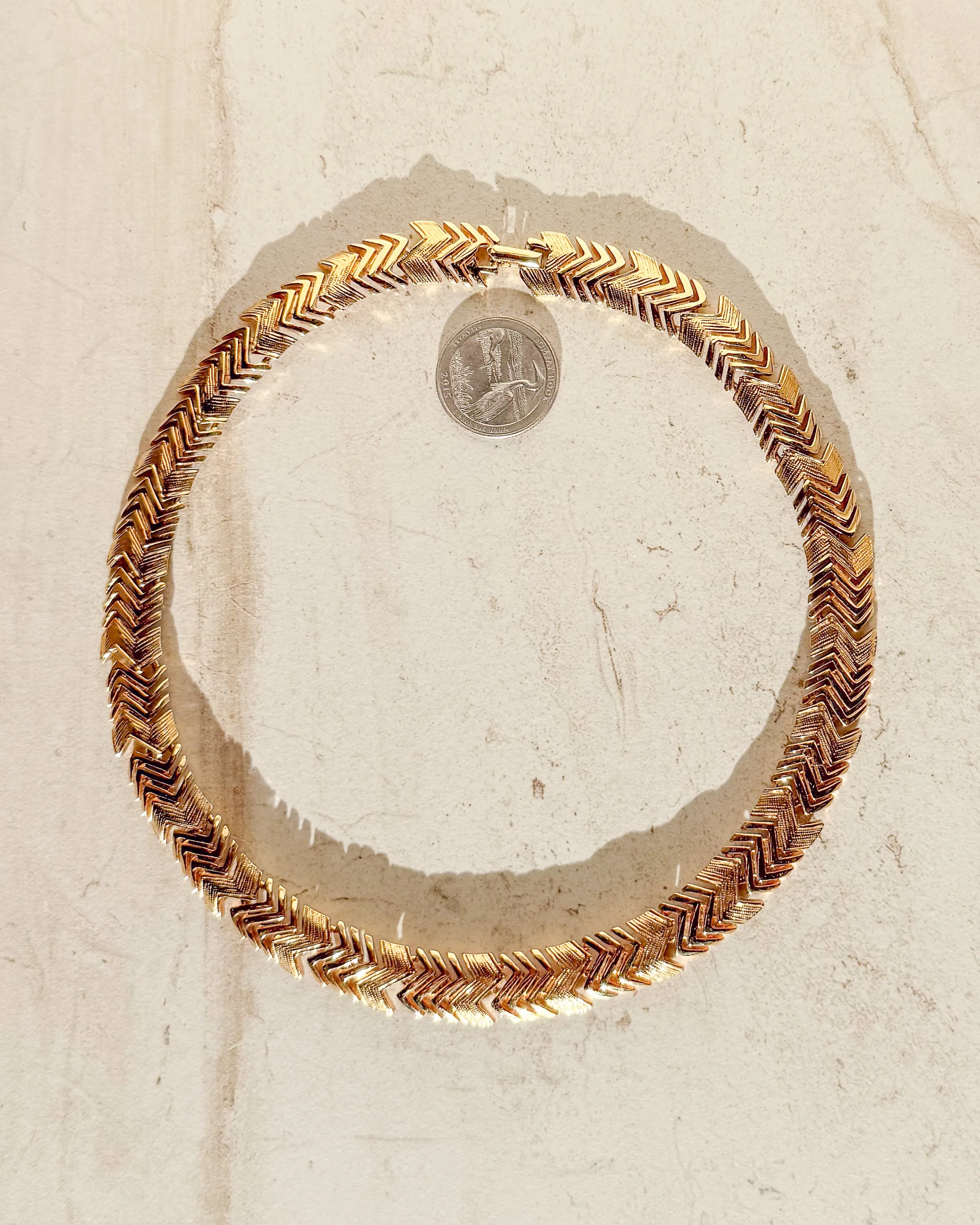 Vintage Signed 1980's Gold Modern Statement Collar Necklace sold by Care Tucker product image thumbnail 3