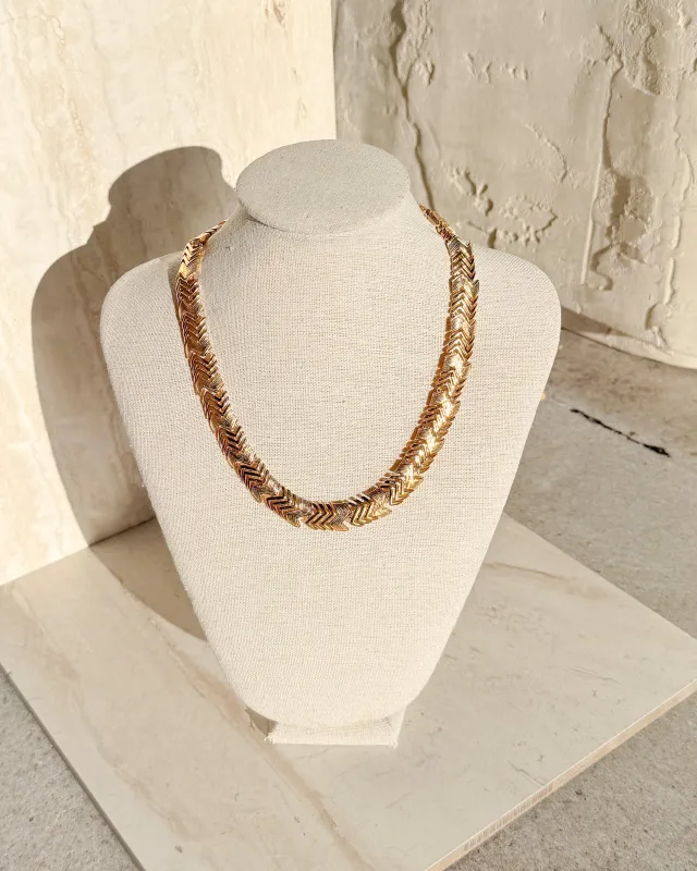 Vintage Signed 1980's Gold Modern Statement Collar Necklace sold by Care Tucker