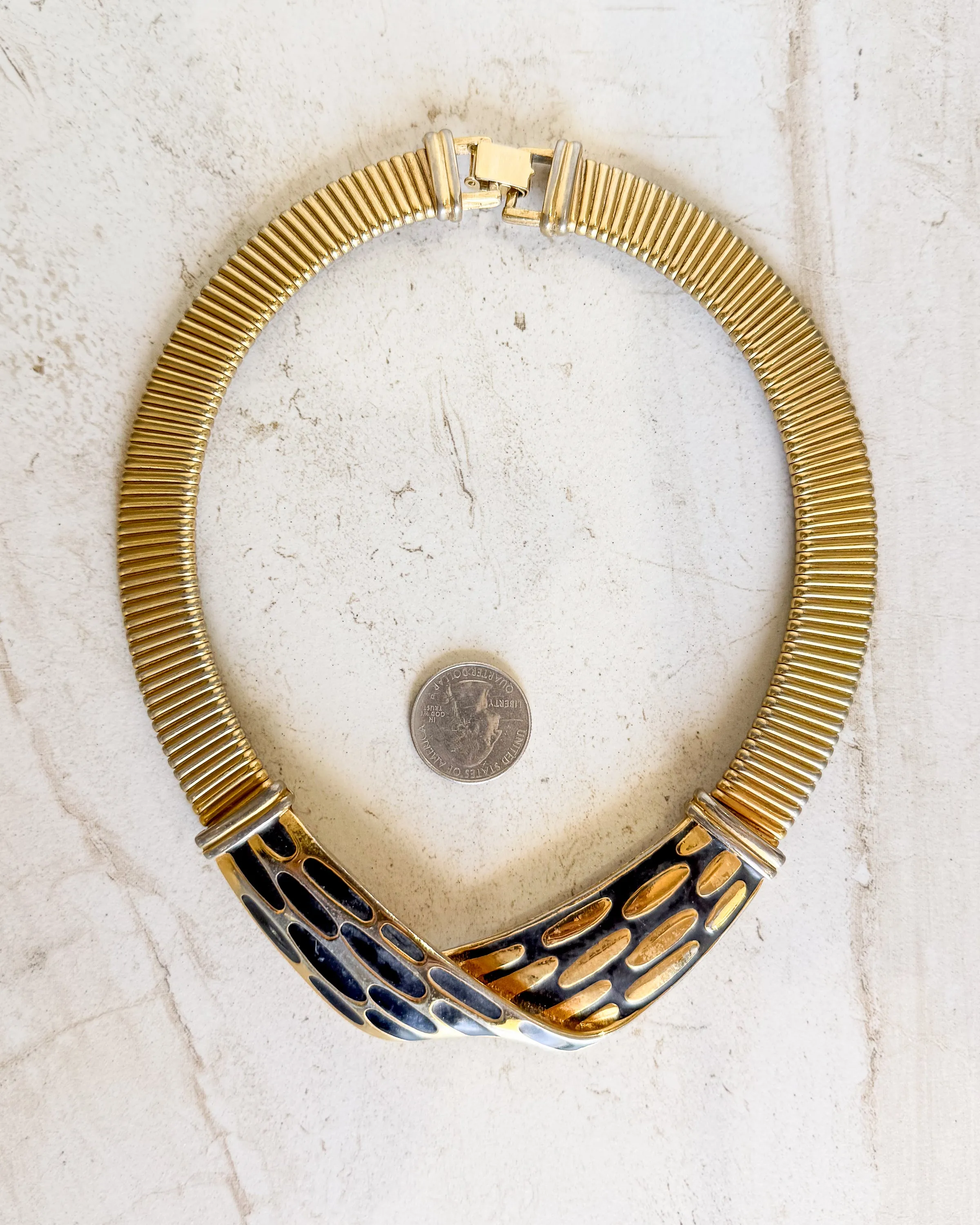 Vintage Signed Gold Tone And Black Retro Necklace 1980’s sold by Care Tucker product image thumbnail 2