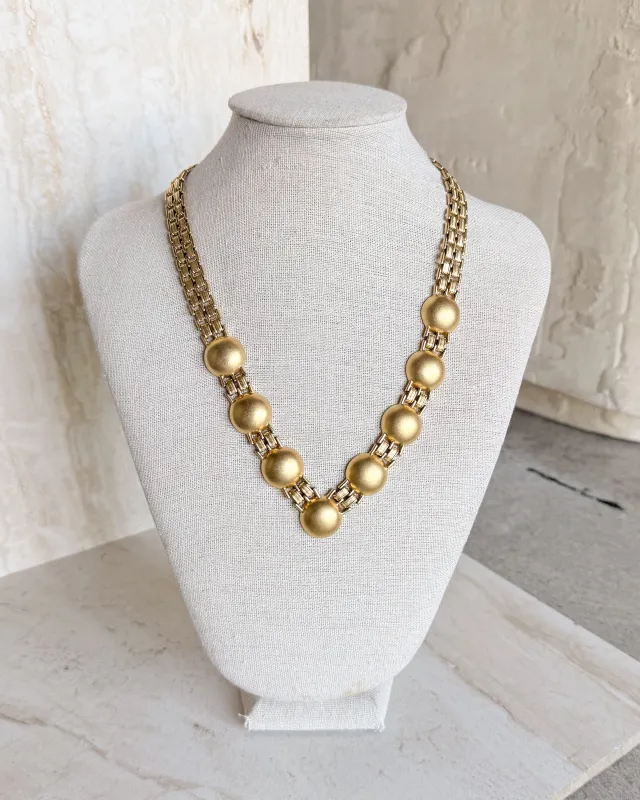 Vintage Signed Half Ball Gold Tone Necklace sold by Care Tucker