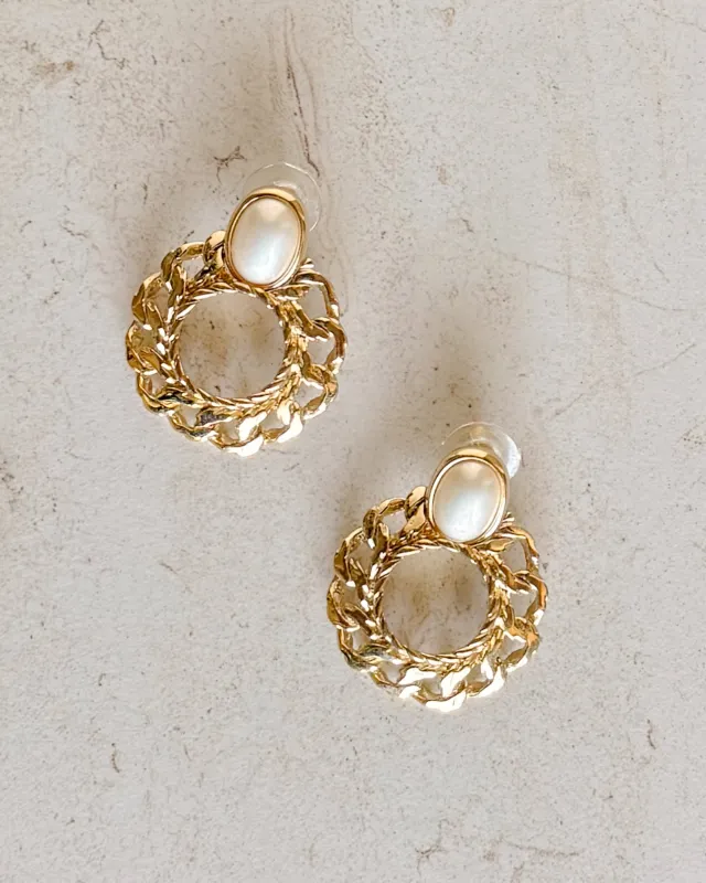 Vintage Chain Gold And Pearl Drop Earrings sold by Care Tucker
