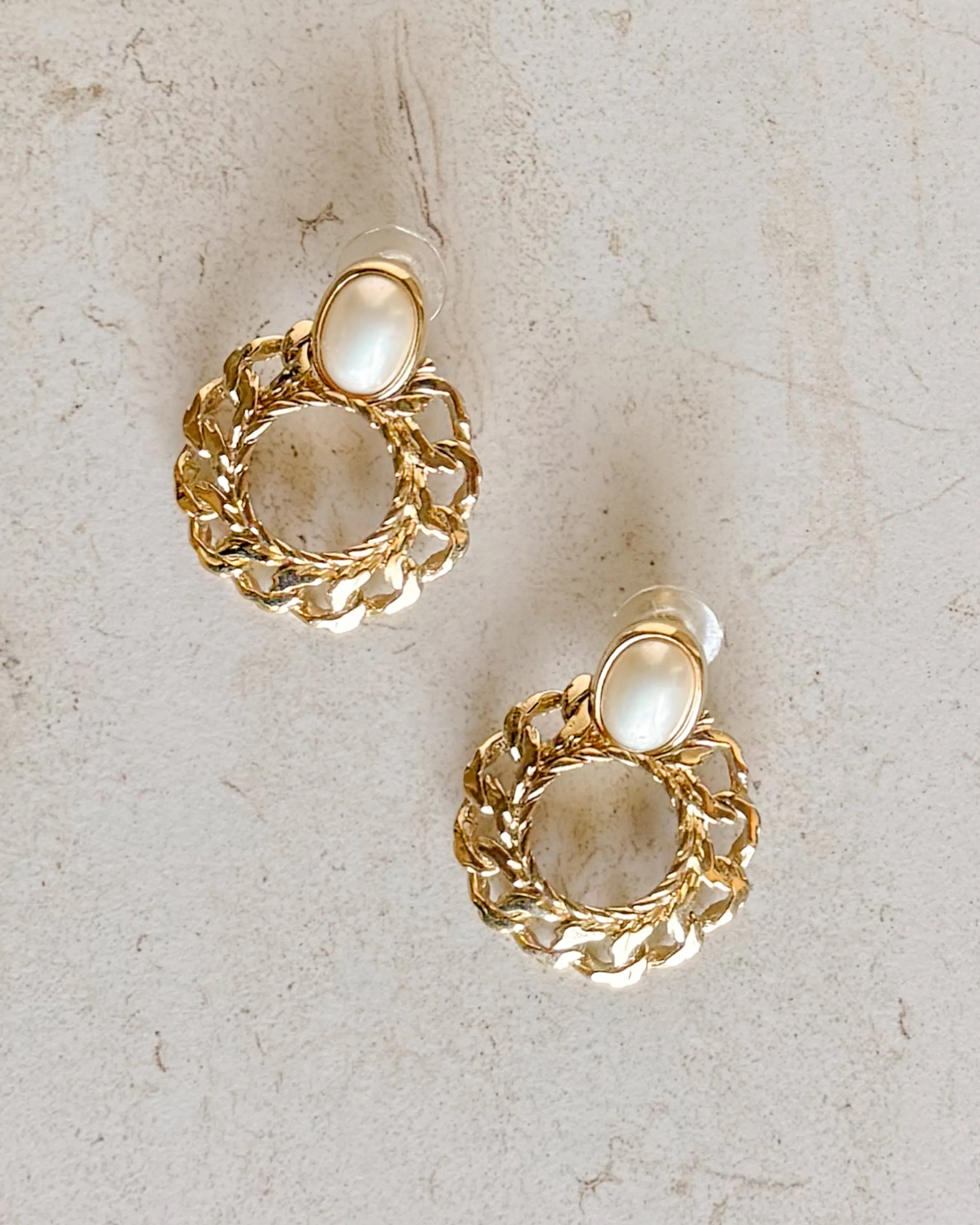 Vintage Chain Gold And Pearl Drop Earrings sold by Care Tucker