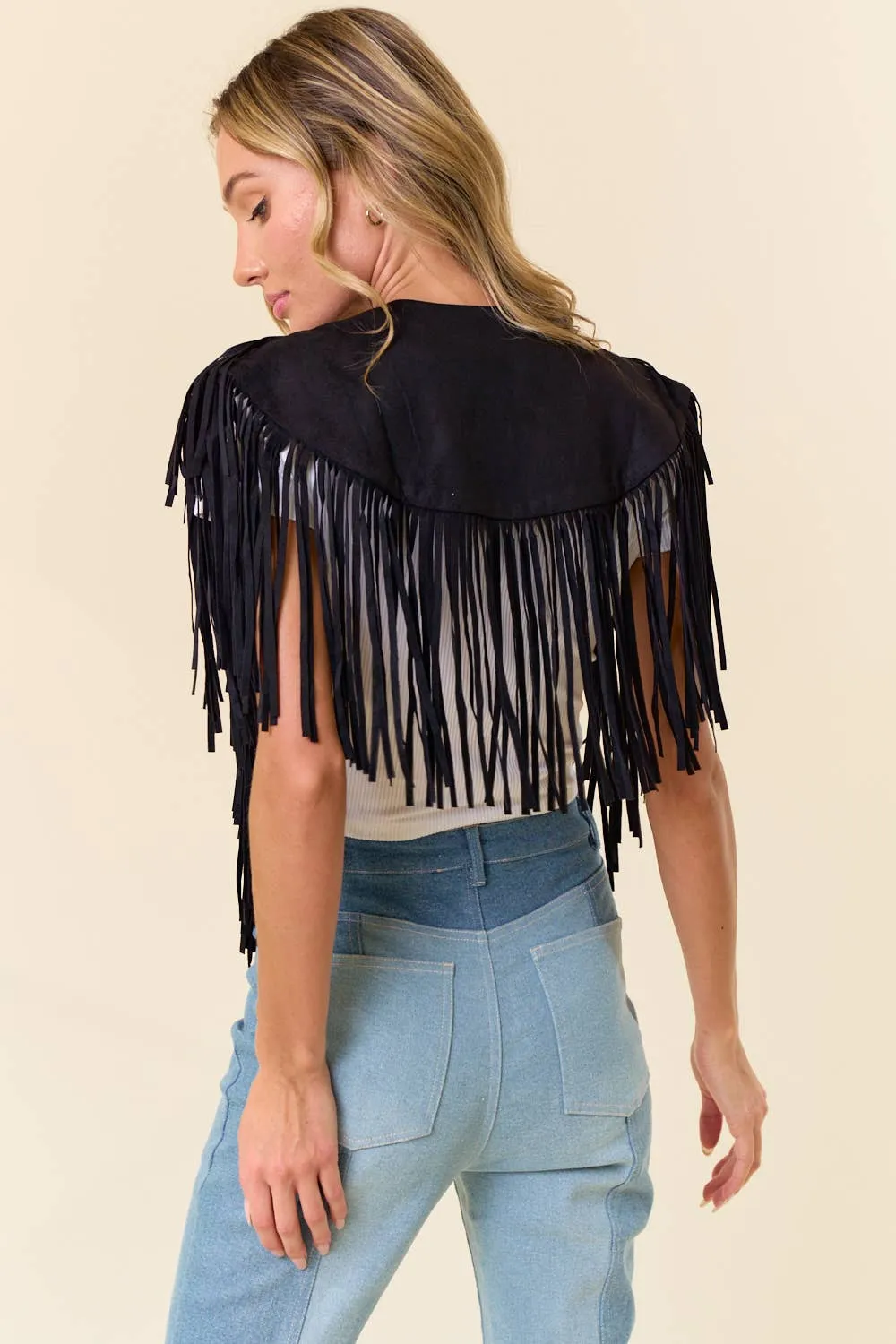 Stephanie FRINGE SUEDE Cape sold by Care Tucker product image thumbnail 5