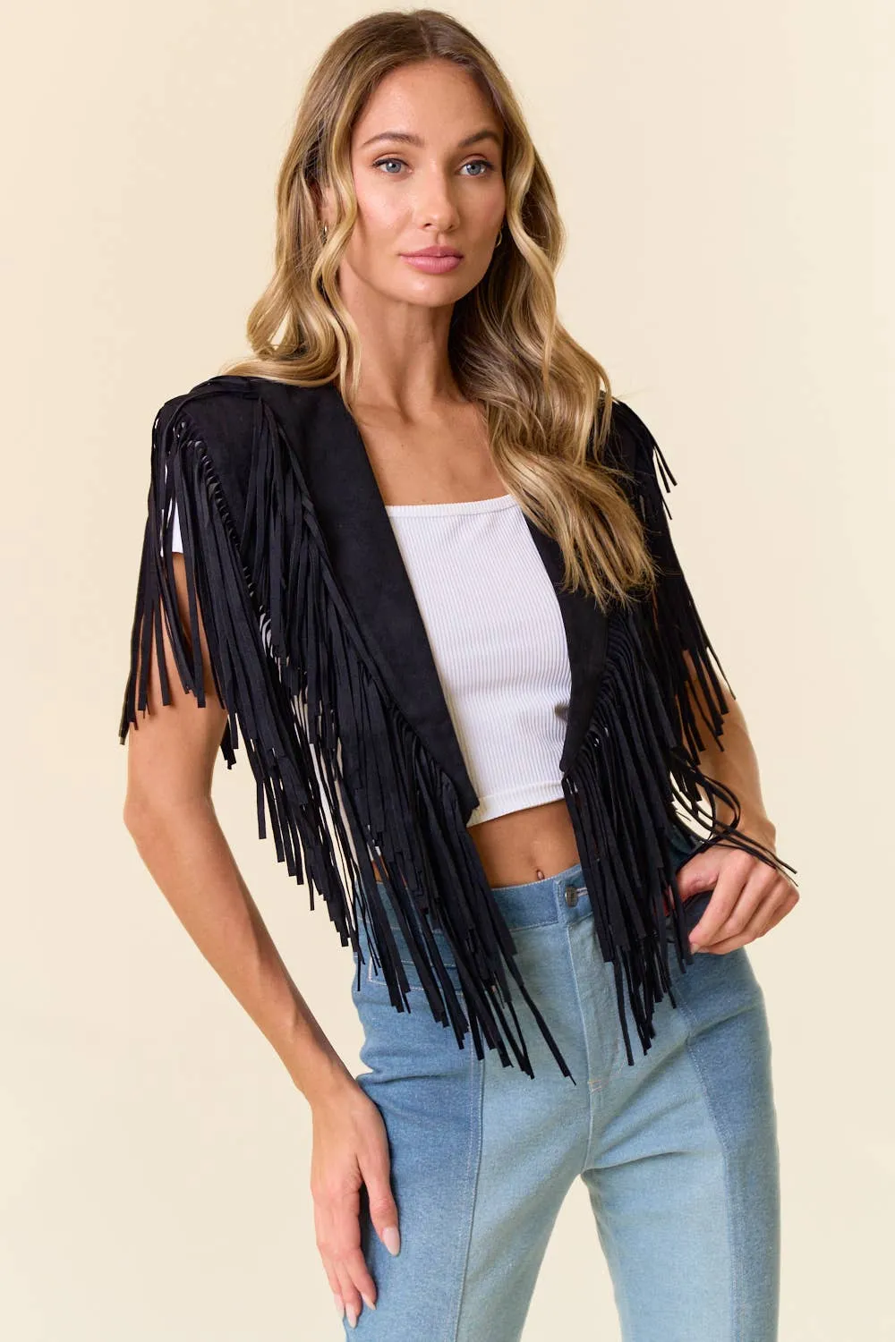 Stephanie FRINGE SUEDE Cape sold by Care Tucker product image thumbnail 2