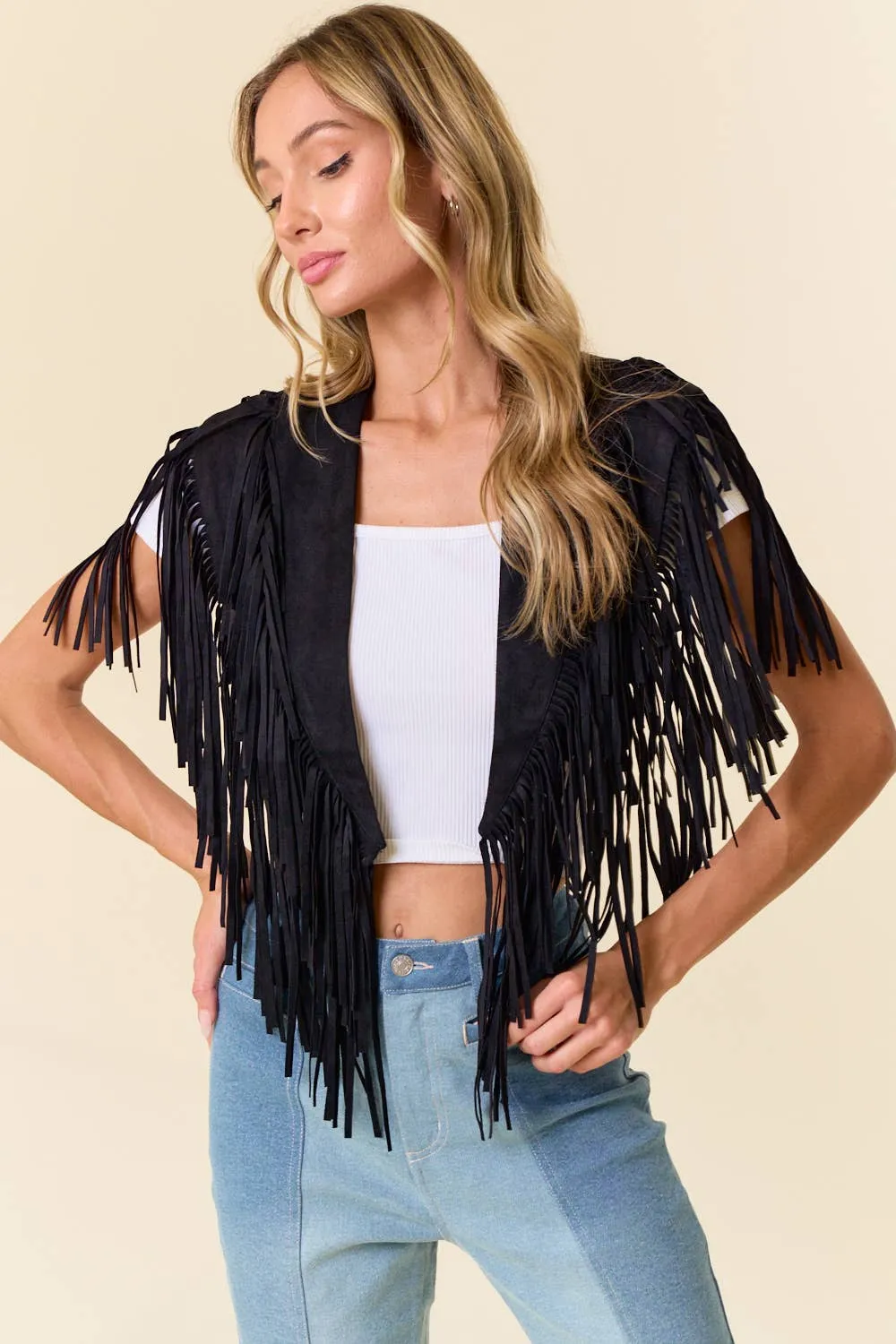 Stephanie FRINGE SUEDE Cape sold by Care Tucker product image thumbnail 3