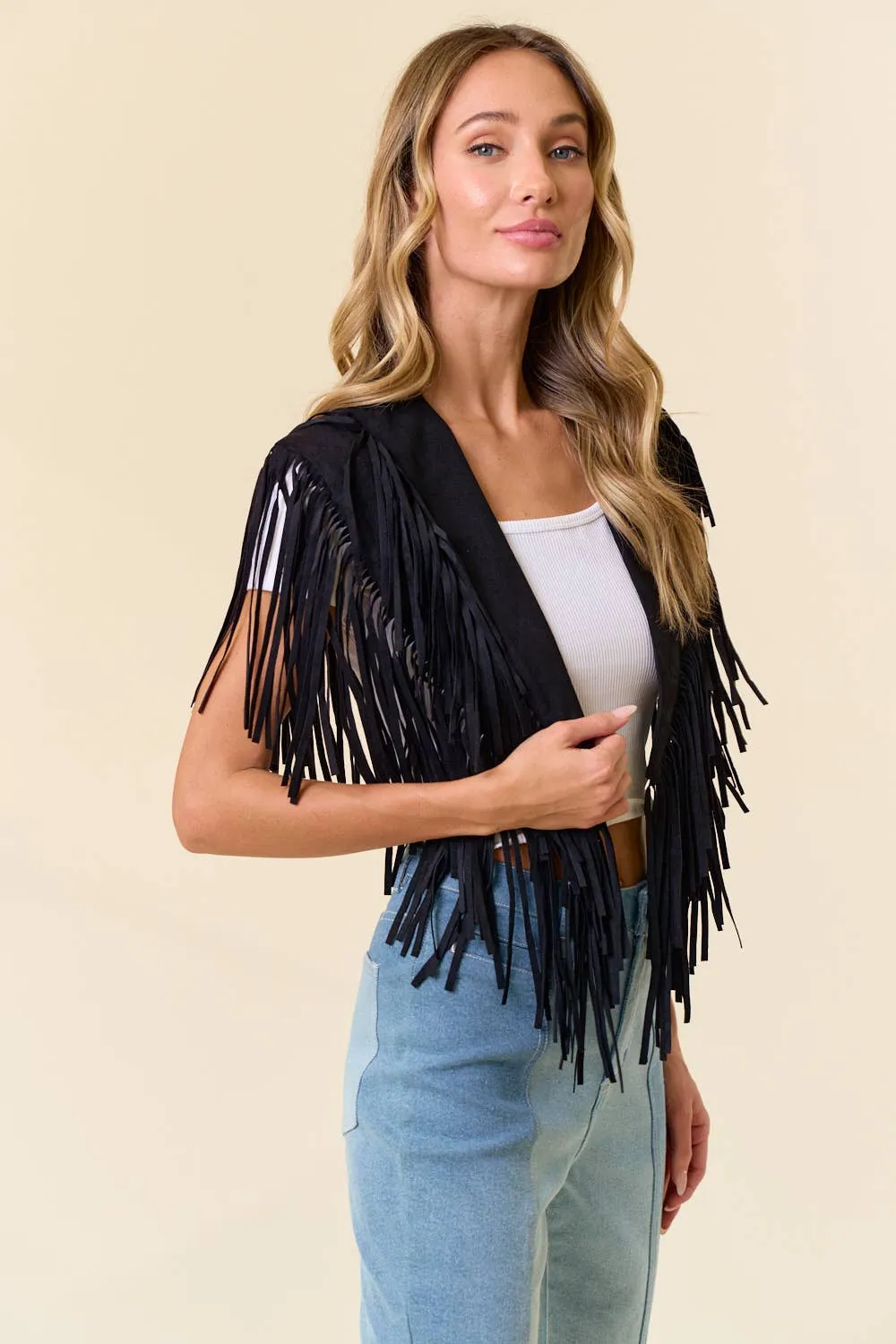 Stephanie FRINGE SUEDE Cape sold by Care Tucker product image thumbnail 4