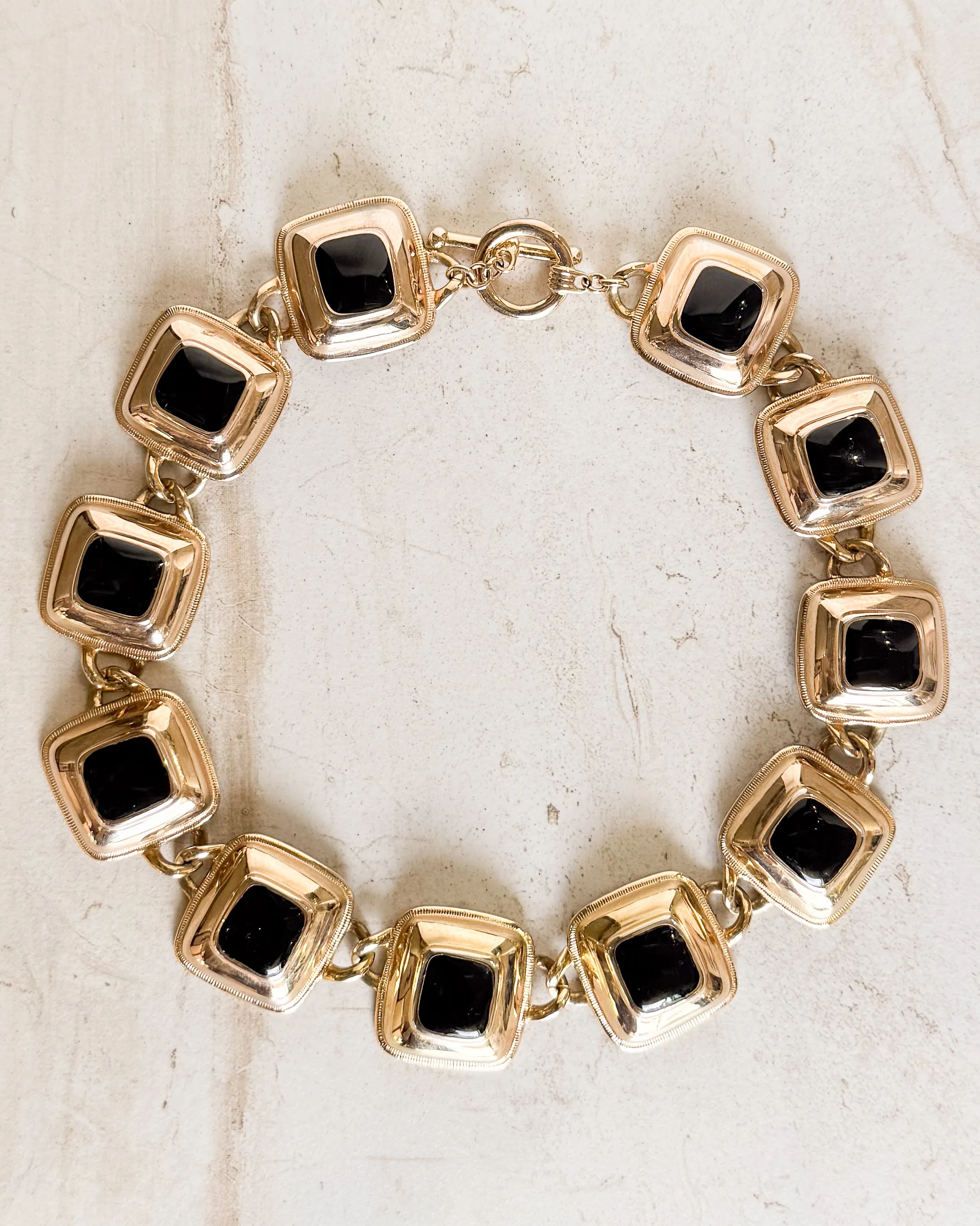 Vintage Signed BLACK ENAMEL CHUNKY NECKLACE sold by Care Tucker product image thumbnail 2