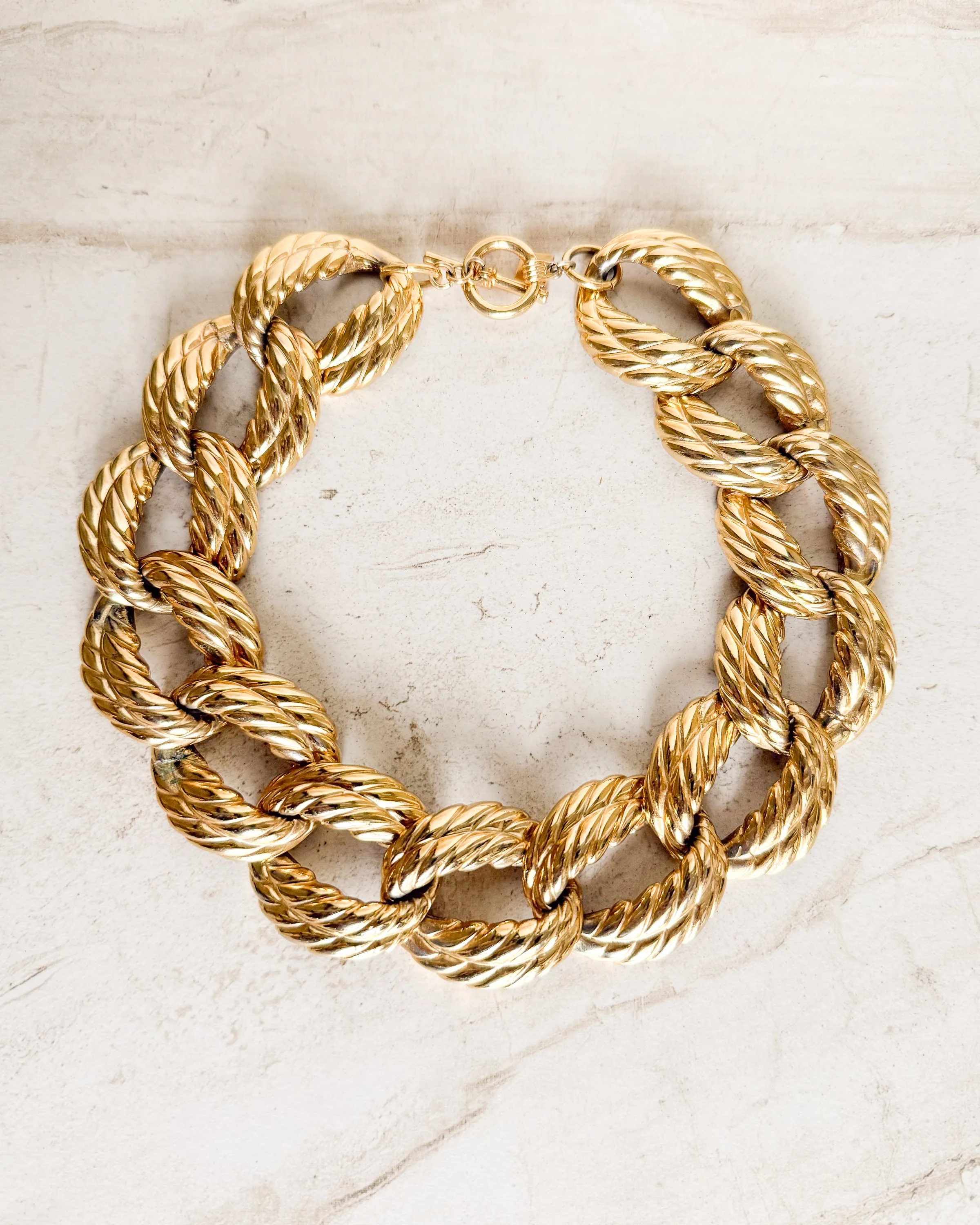 Vintage Signed Chunky Gold Plated Rope Link Necklace sold by Care Tucker product image thumbnail 2