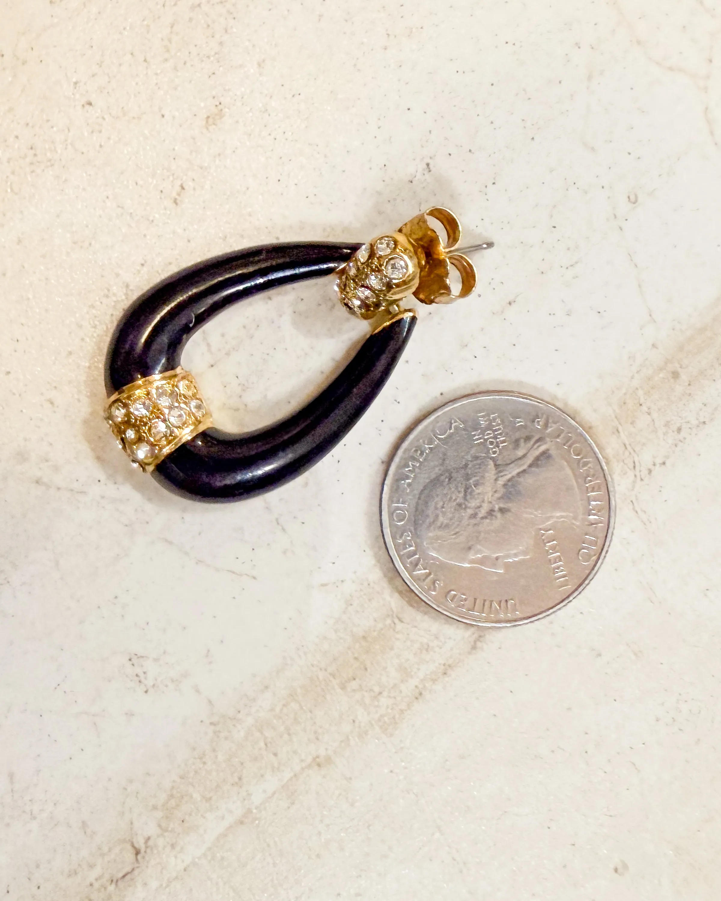 Vintage Diamond Enamel Doorknocker Earrings sold by Care Tucker product image thumbnail 2