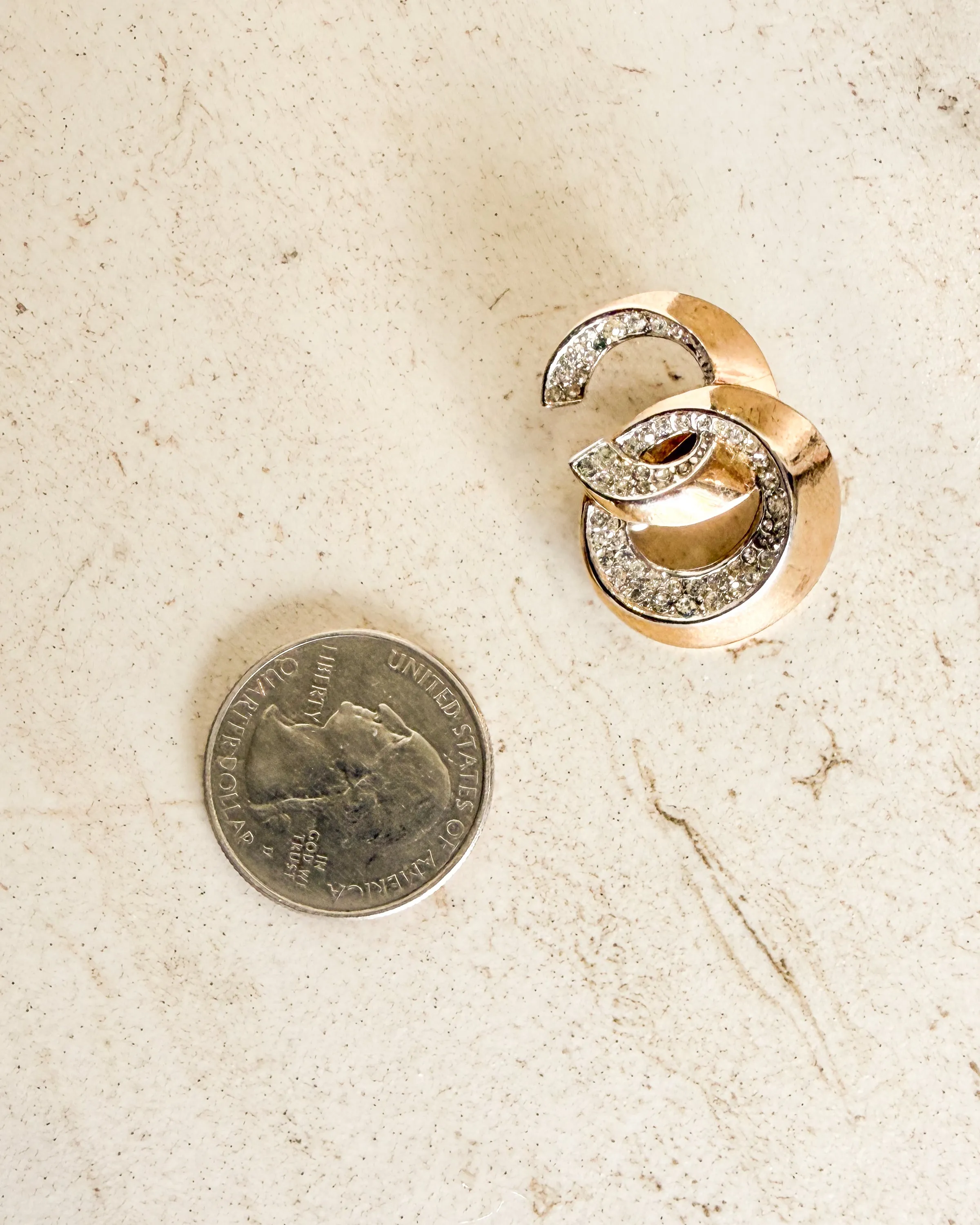 Vintage Gold plated with sparkling crystals Clip On Earrings sold by Care Tucker product image thumbnail 2