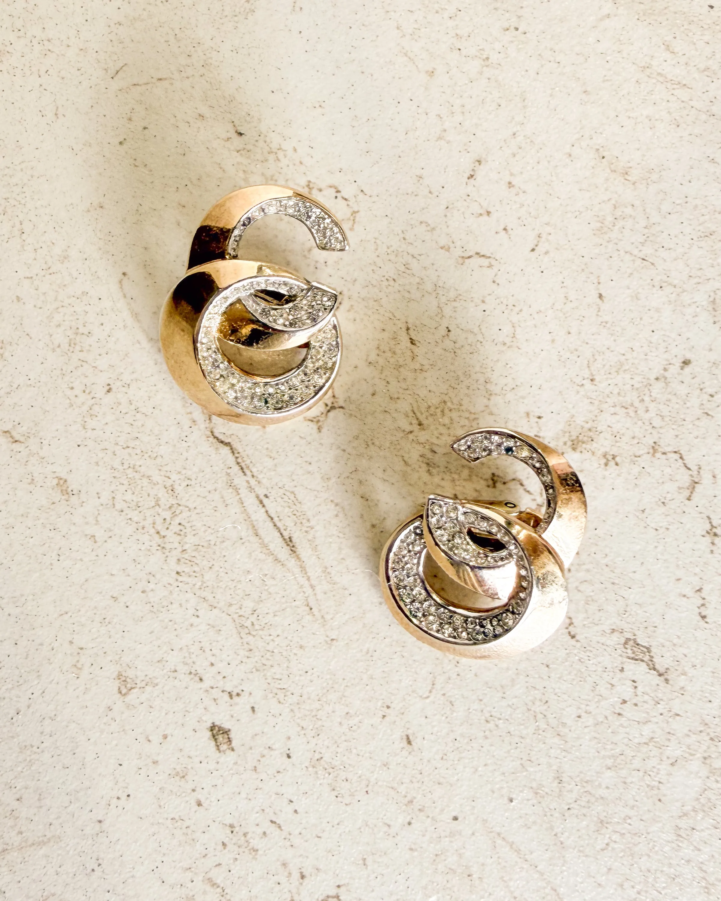 Vintage Gold plated with sparkling crystals Clip On Earrings sold by Care Tucker