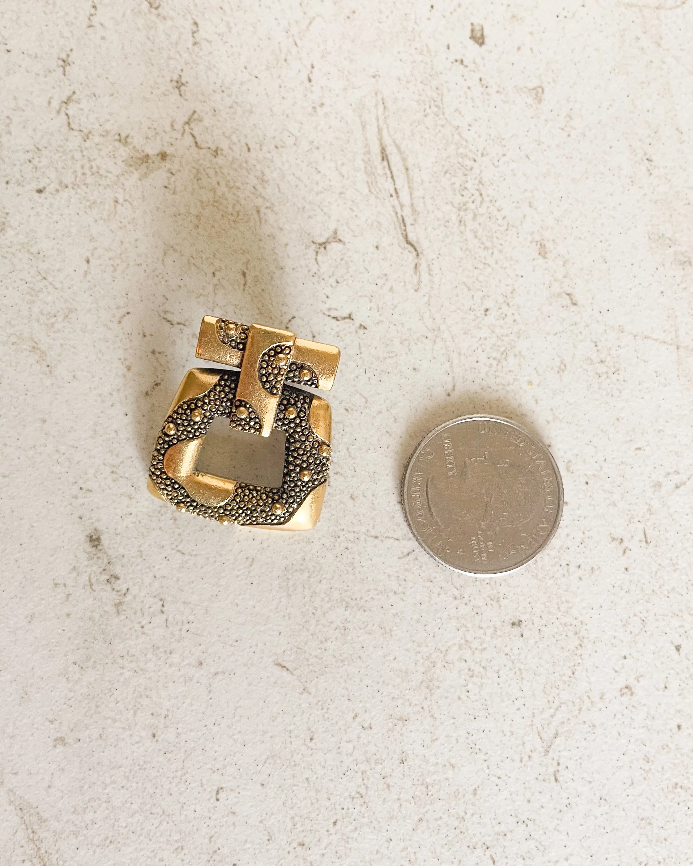 Vintage Gold Tone Square Dangle Earrings sold by Care Tucker product image thumbnail 2