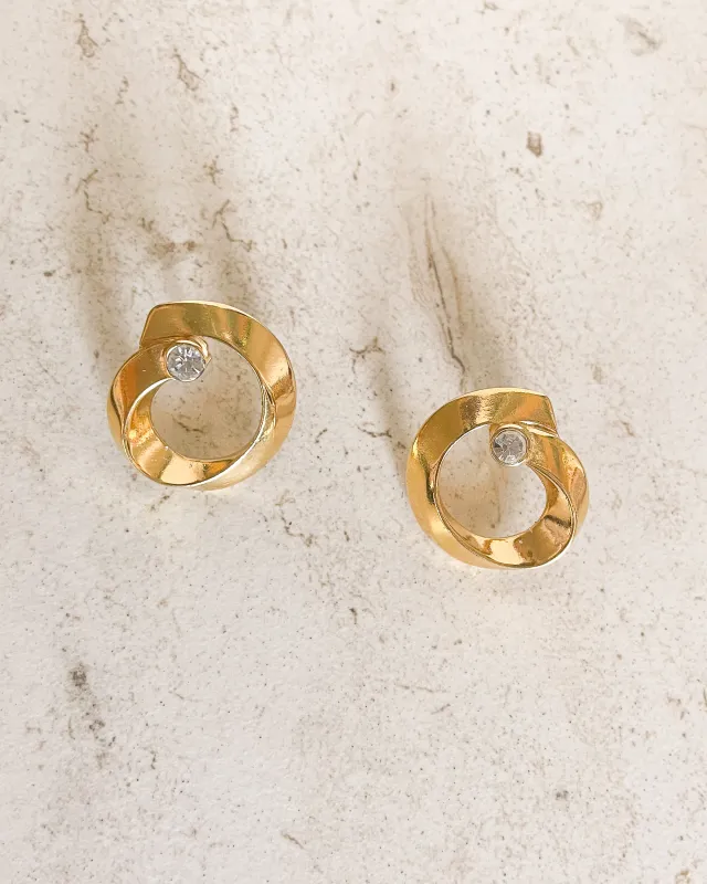 Vintage Elegant Spiral Circle Stud Earrings sold by Care Tucker