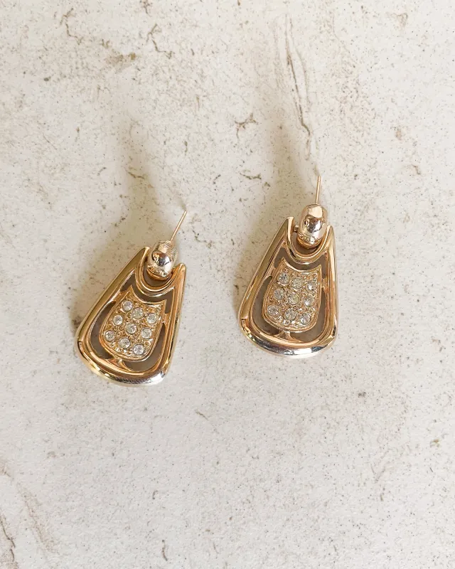 Vintage Goldtone Clear Crystal Clip-On Earrings sold by Care Tucker