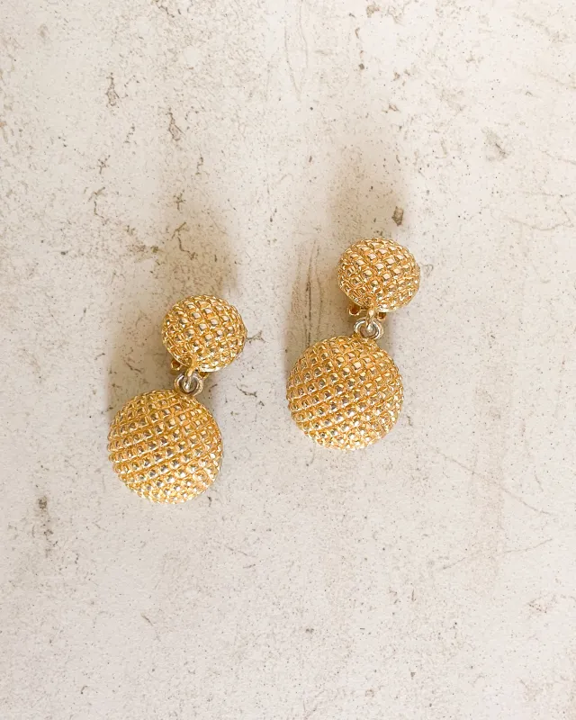 Vintage Gold-Tone Textured Earrings sold by Care Tucker