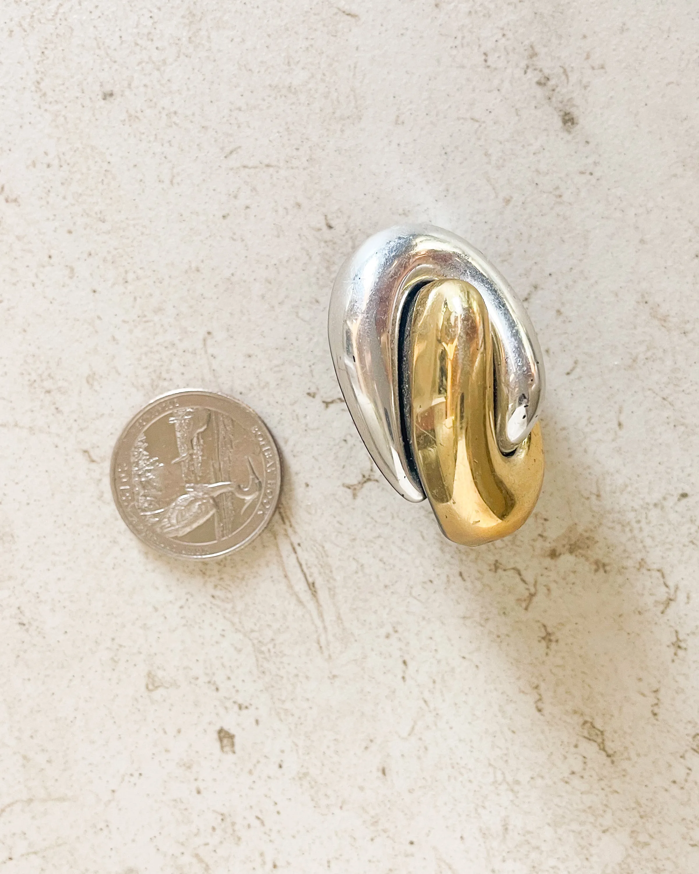 Vintage Two-tone Interlocking oval Earrings sold by Care Tucker product image thumbnail 2