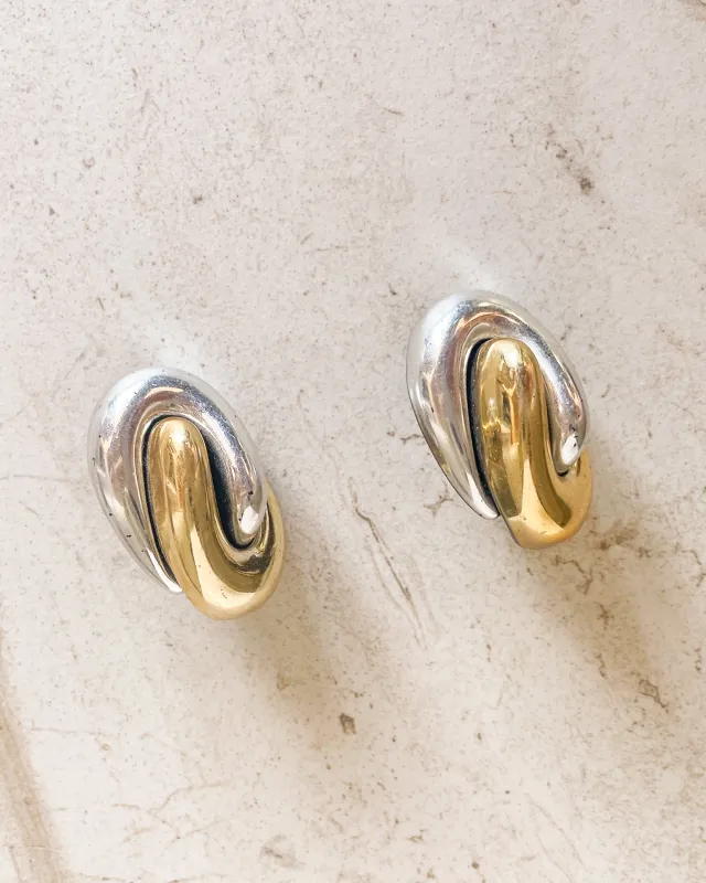Vintage Two-tone Interlocking oval Earrings sold by Care Tucker