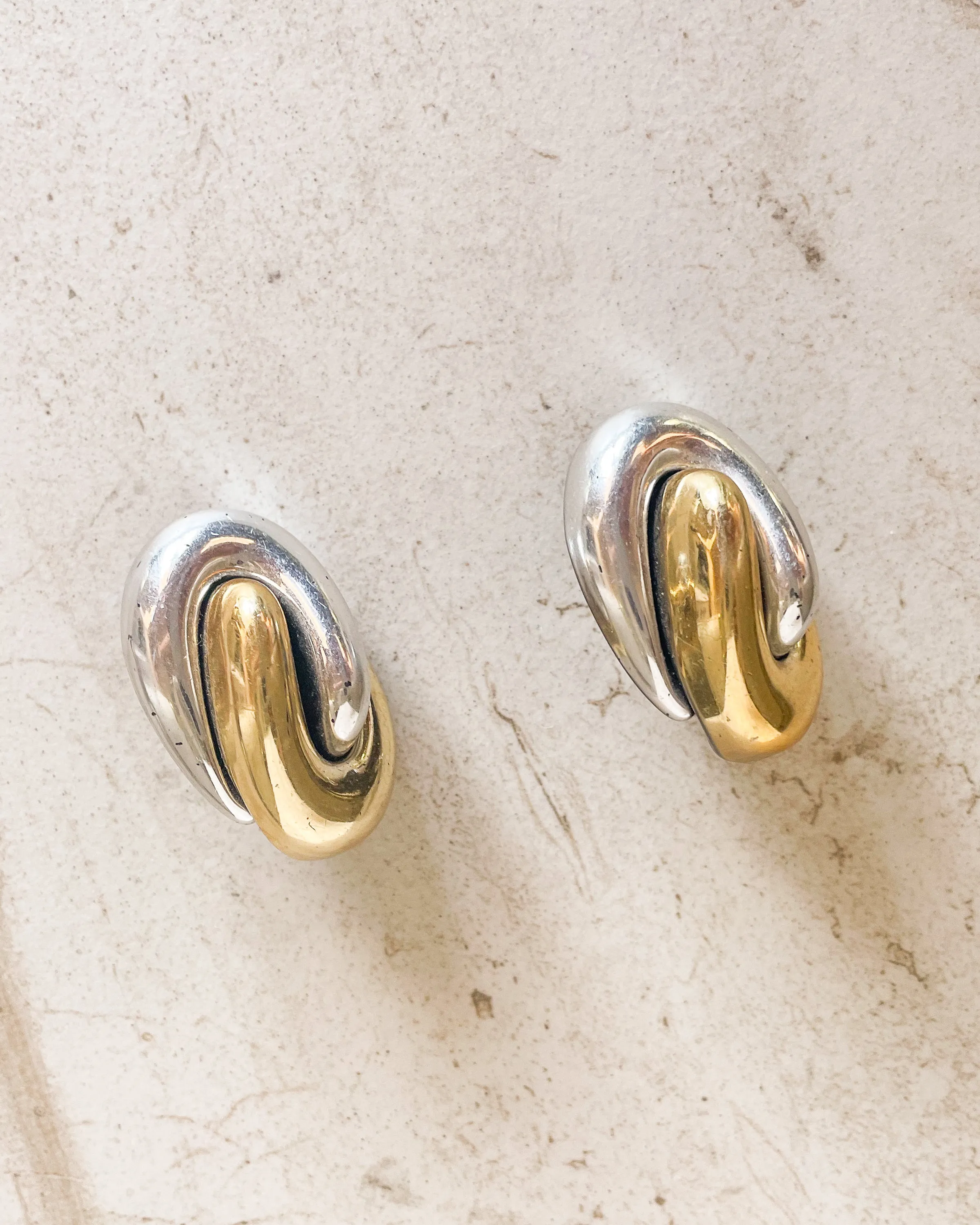 Vintage Two-tone Interlocking oval Earrings sold by Care Tucker