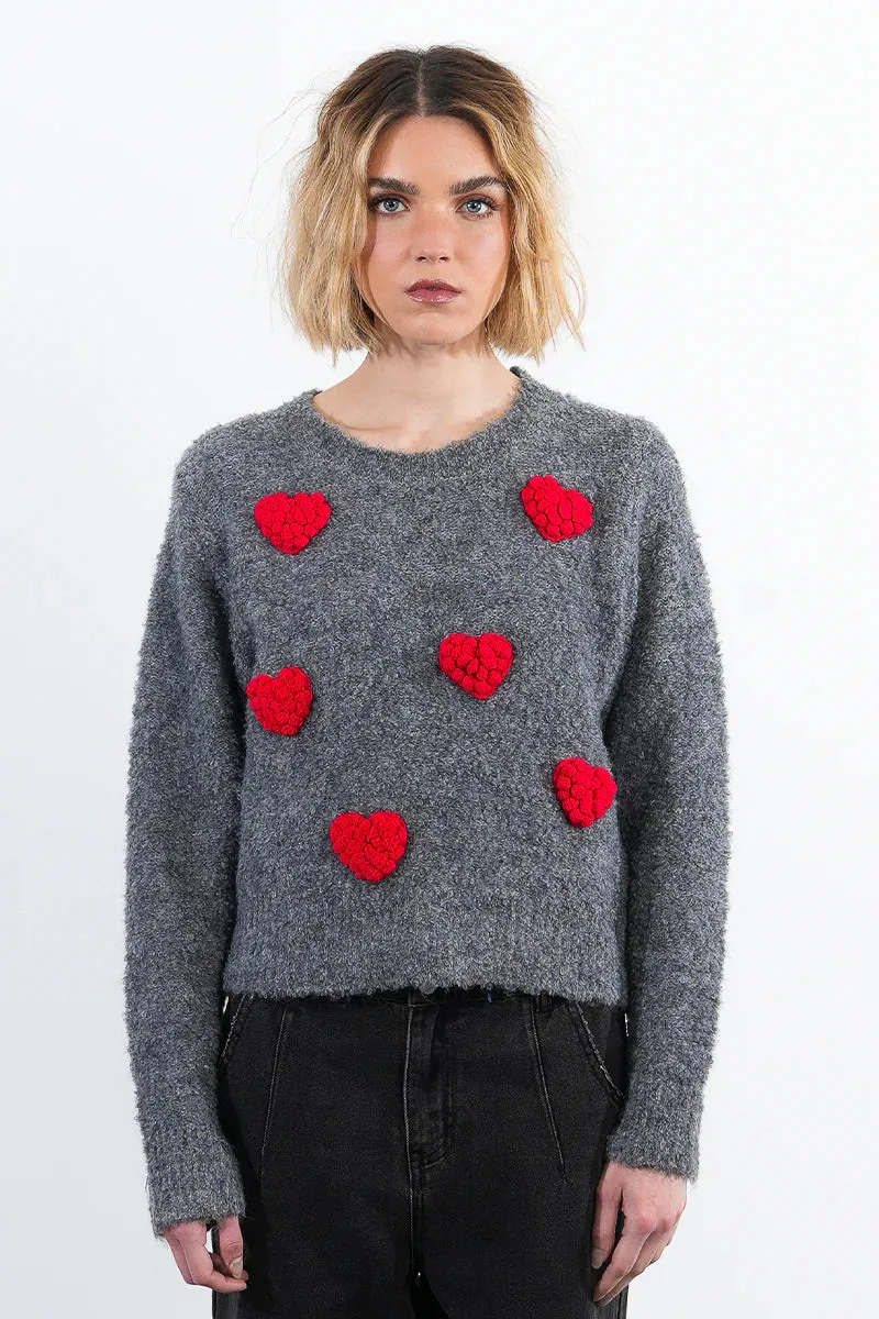 Knit Heart Puff Sweater sold by Care Tucker product image thumbnail 3