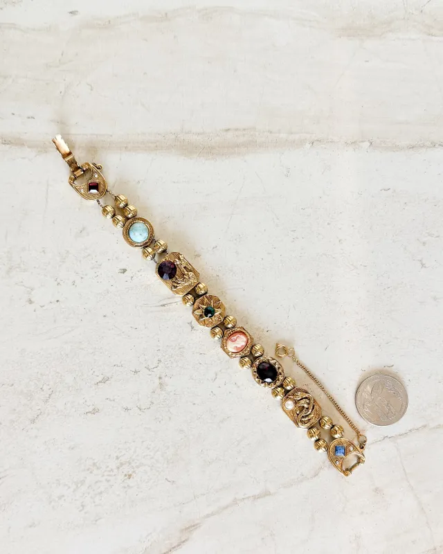 Vintage Victorian Revival Gold tone Bracelet Signed made by Care Tucker